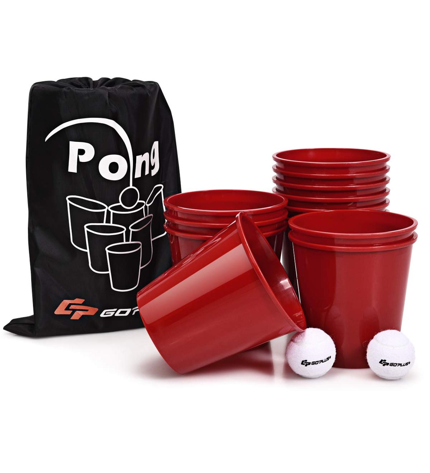 Goplus Yard Pong Set - Giant Outdoor Games with 12 Buckets, 2 Balls, Carry Bag - Fun Toss Game for Beach, Backyard, Party - Perfect for Family and Friends! - Buy Online on GoSupps.com