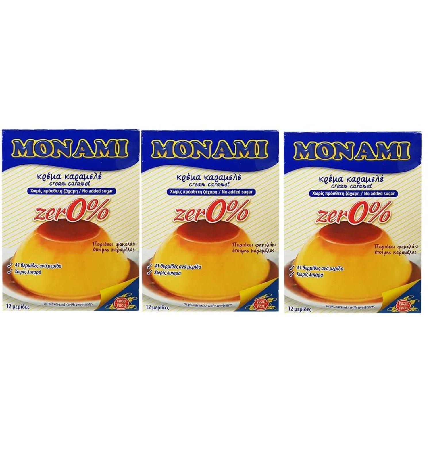 Frou Frou Monami Caramel Cream Powder Mix & Liquid Zero % No Added Sugar - 3 x 110g Packs