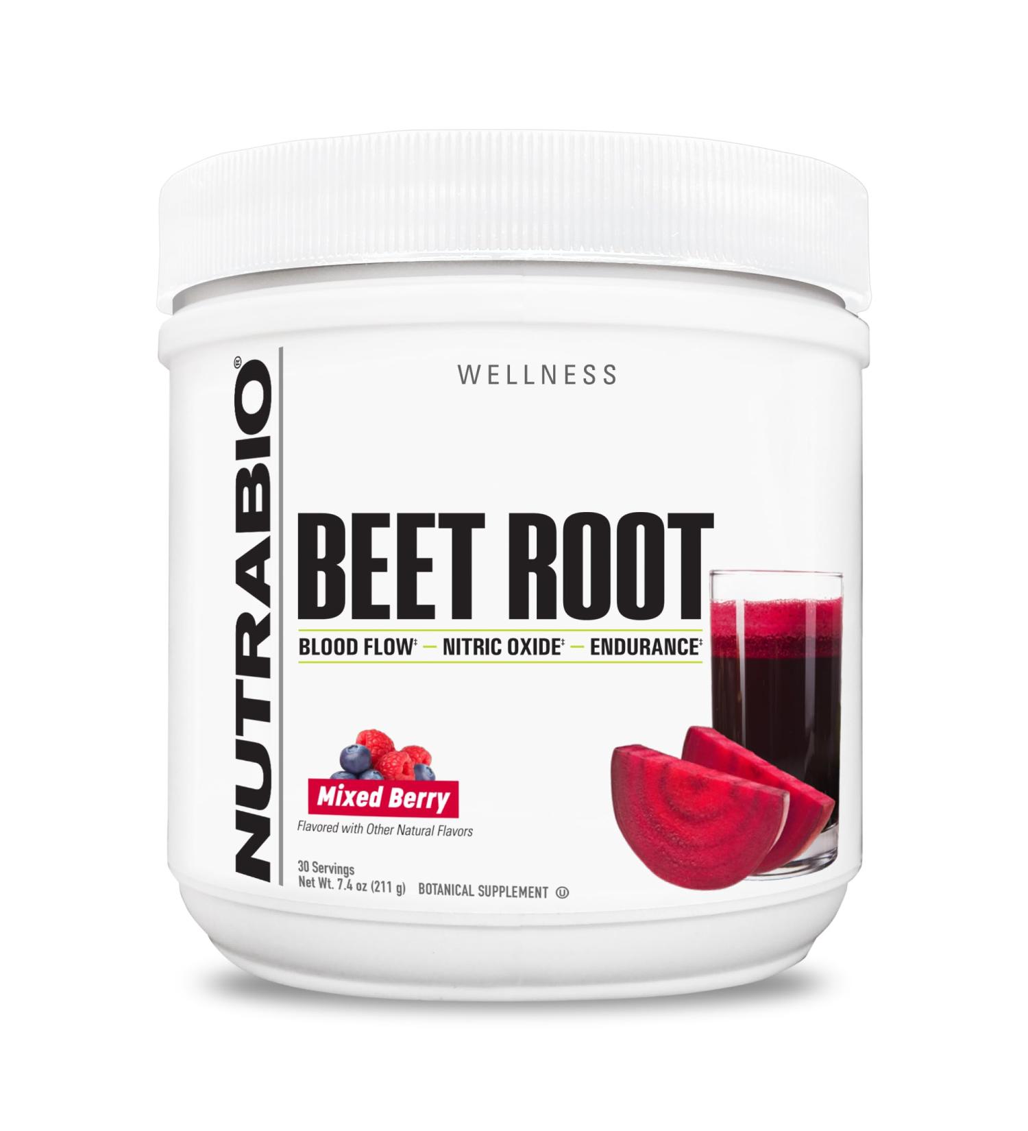 NutraBio Organic Beet Root Powder Superfood with Nitrates and Antioxidants - Supports Performance Circulation Blood Flow and Overall Health - Non-GMO Vegetarian 30 Servings - Buy Online on GoSupps.com