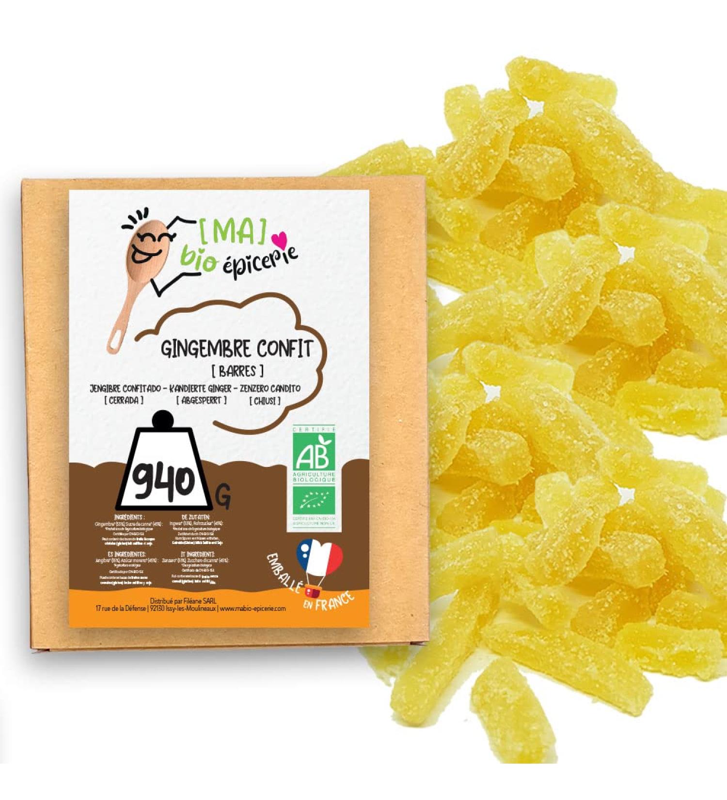 Organic Candied Ginger 940g | Bio-Certified Fair Trade | 100% Natural High-Quality Treat | Les Papoteuses - Buy Online on GoSupps.com