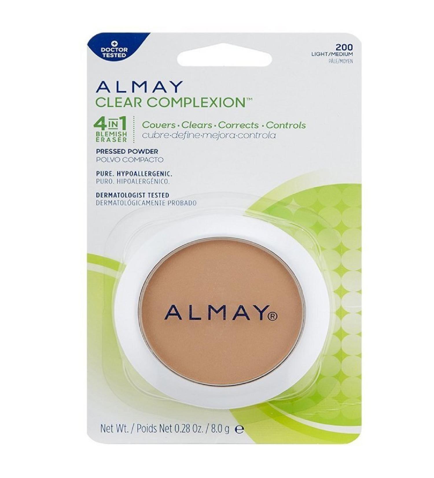 Almay Clear Complexion 4 in 1 Blemish Eraser  Pressed Powder Light/Medium  200  0.28 oz