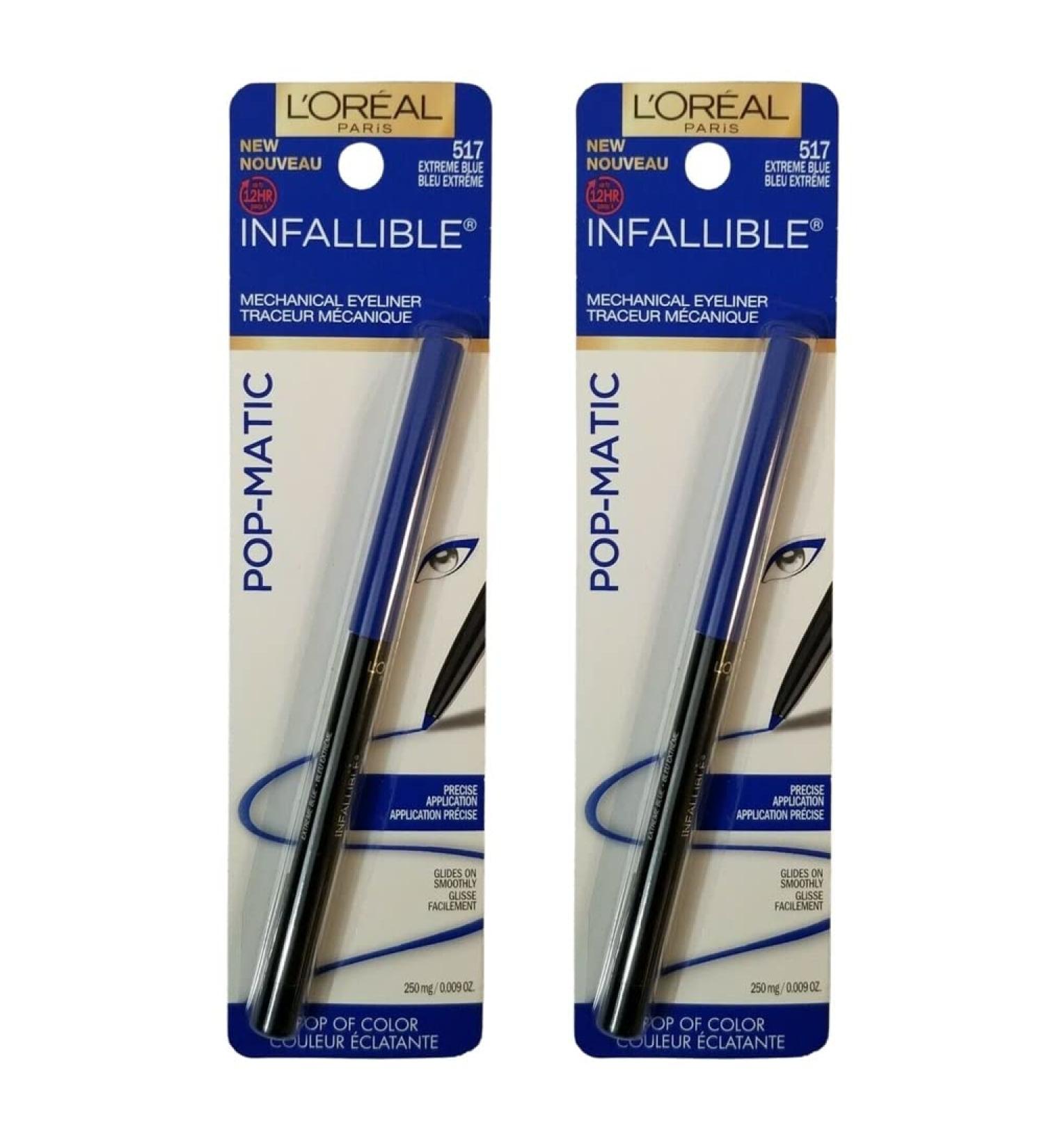L'Oreal Paris Infallible Pop-Matic Mechanical Eyeliner Extreme Blue 517 - Pack of 2 - Buy Online on GoSupps.com