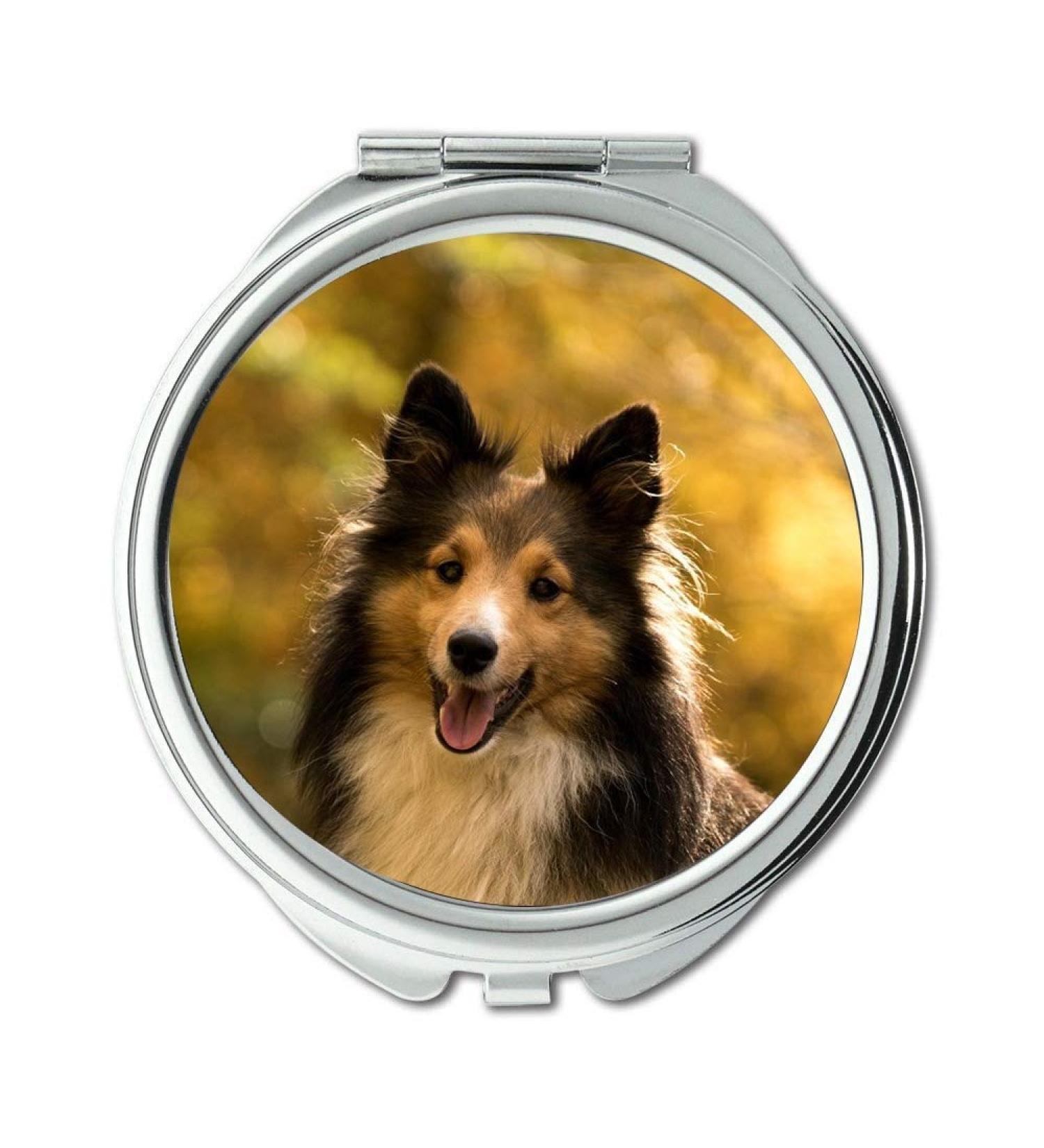 Mirror Compact Mirror Dog Sheltie Close Up Autumn pocket mirror portable mirror - Buy Online on GoSupps.com
