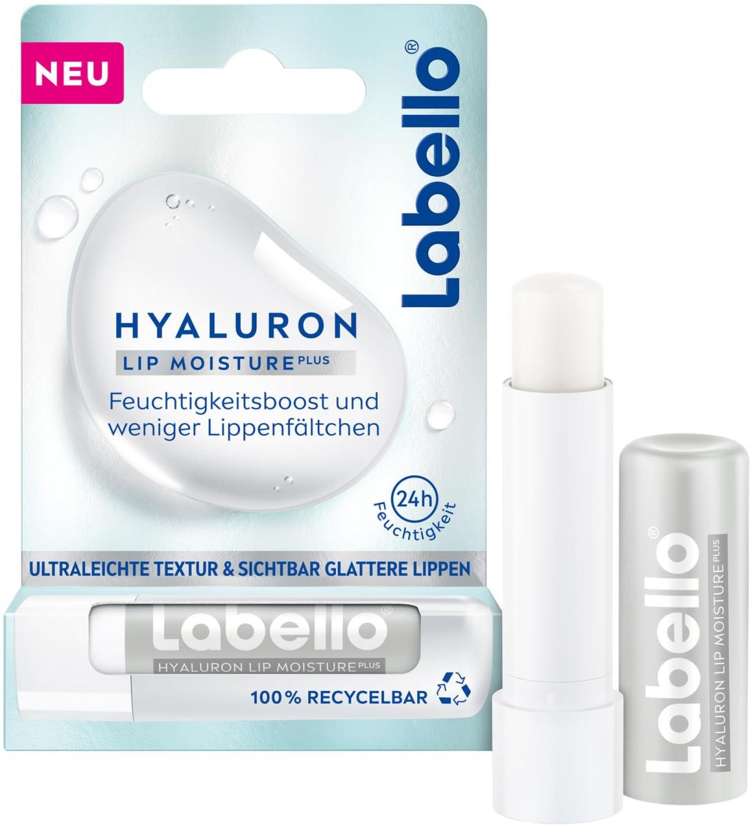 Beiersdorf Labello Hyaluron Lip Moisture Plus Lip Balm with ultralight texture lip balm with hyaluronic acid for soft lips 52 ml - Buy Online on GoSupps.com