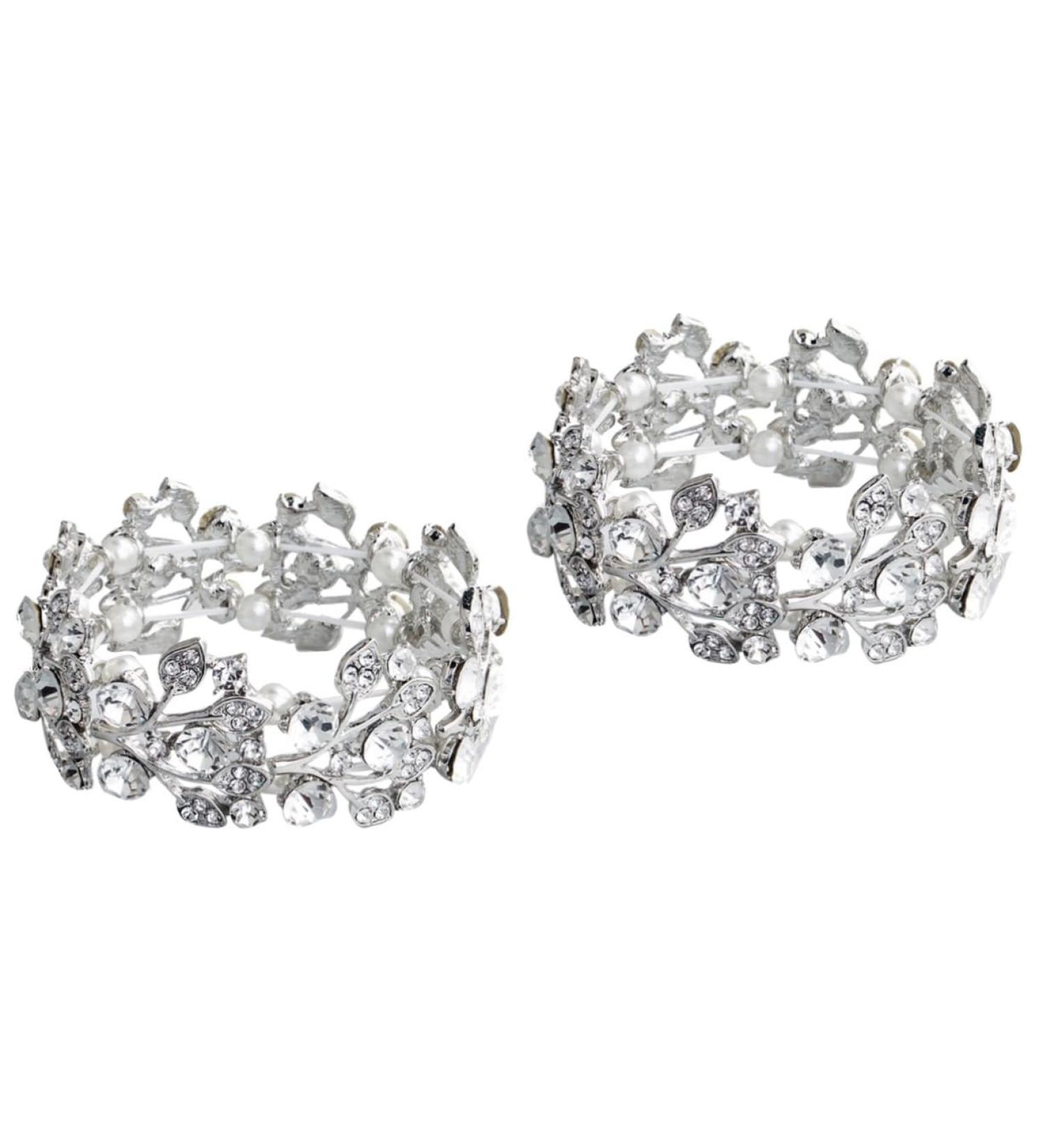 Healvian 2-Stone Pearl Bracelet for Women | Crystal & Diamond Accents | Elegant Bridal & Fashion Accessories - Buy Online on GoSupps.com