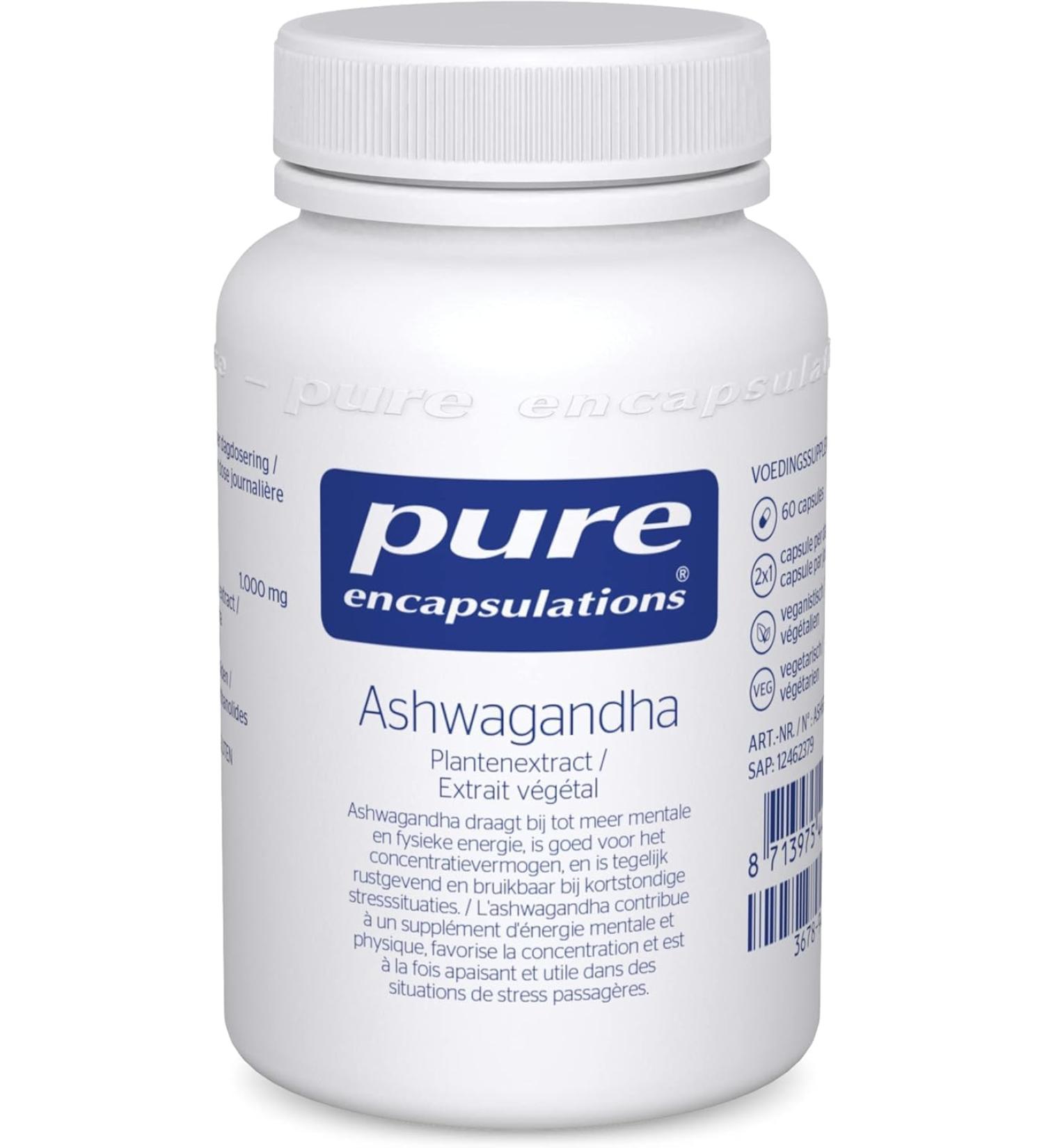  Pure Encapsulations Pure Encapsulations - Ashwagandha 1000mg - For Better Mental Performance and More Energy - 60 Capsules - Buy Online on GoSupps.com