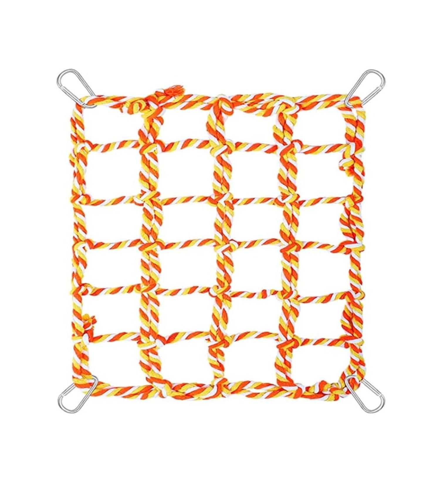 Bird Rope Climbing Network & Hammock Swing for Small Pets - Cotton Climbing Rope with 4 Hooks for Rats Hamsters Ferrets - 27.9x20.1cm Orange - Buy Online on GoSupps.com