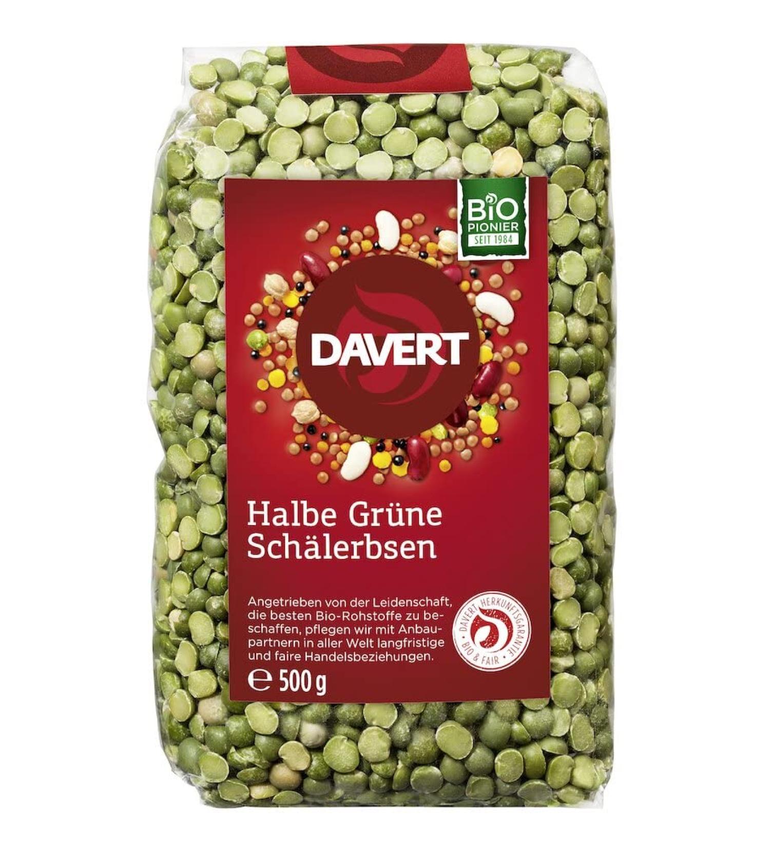 Davert Organic Half Green Shelled Peas (6 x 500 gr)