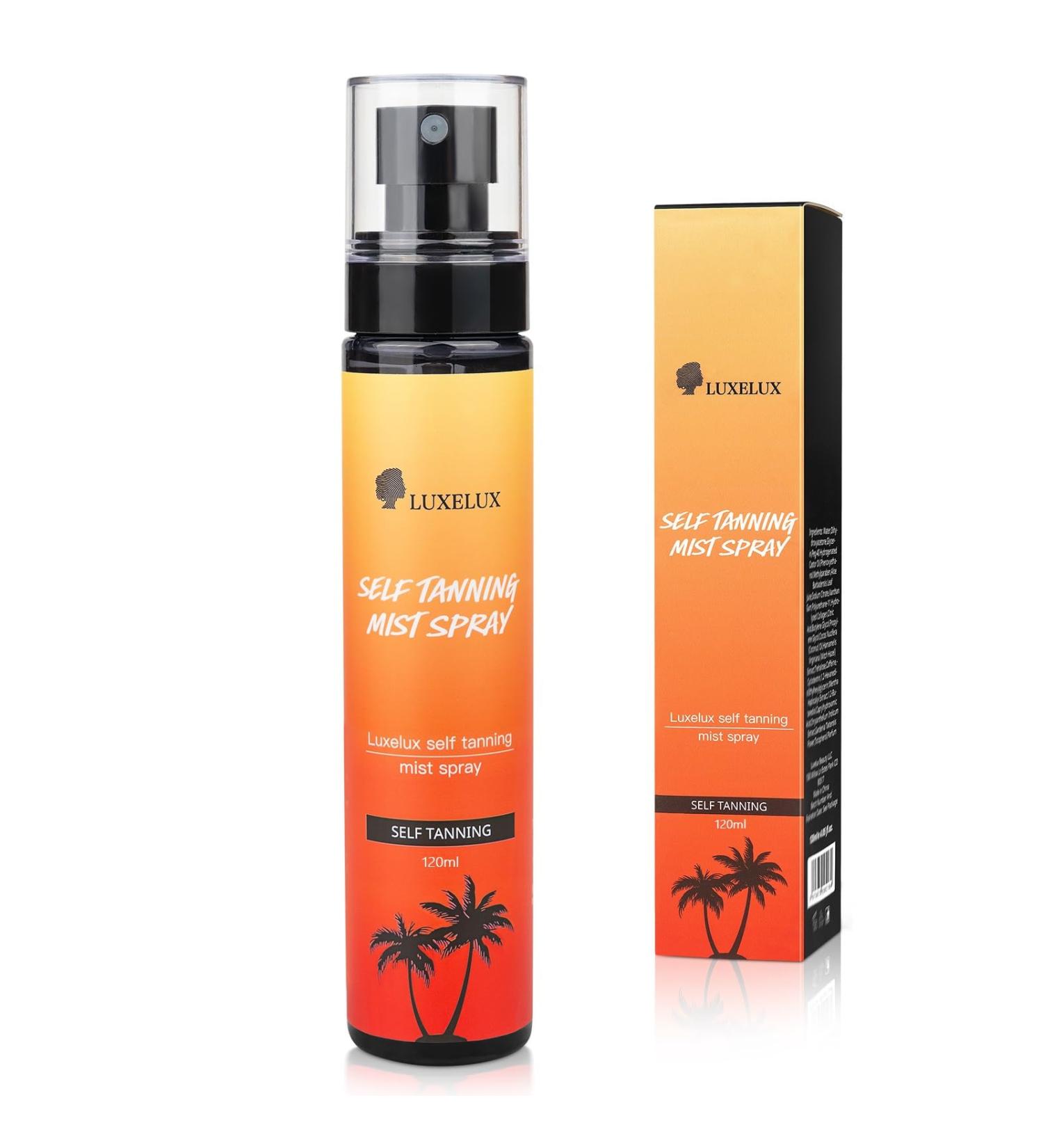 LUXELUX Tanning Face Mist - Sunless Tanner Spray for Natural Medium to Dark Tan | 4.05 Fl Oz (120ml - Buy Online on GoSupps.com