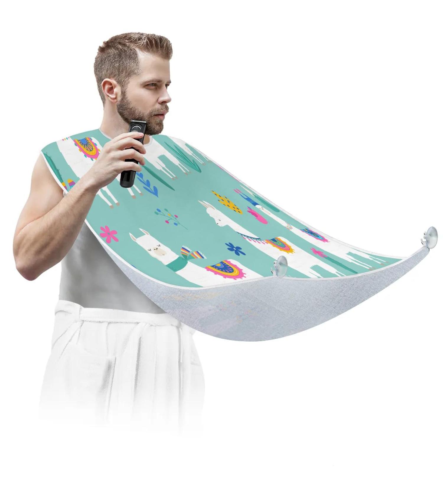 Cute Alpacas Beard Bib Apron for Men | Waterproof Hair Catcher & Grooming Cape with Suction Cups | Perfect Gifts for Shaving & Trimming - Buy Online on GoSupps.com