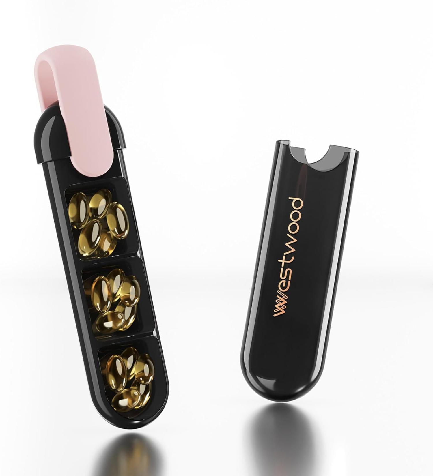 MAIAHU Pill Organizer - Portable 3 Compartment Daily Pill Box for Vitamins & Medicines | Cute Travel Pill Case (Pink - Buy Online on GoSupps.com