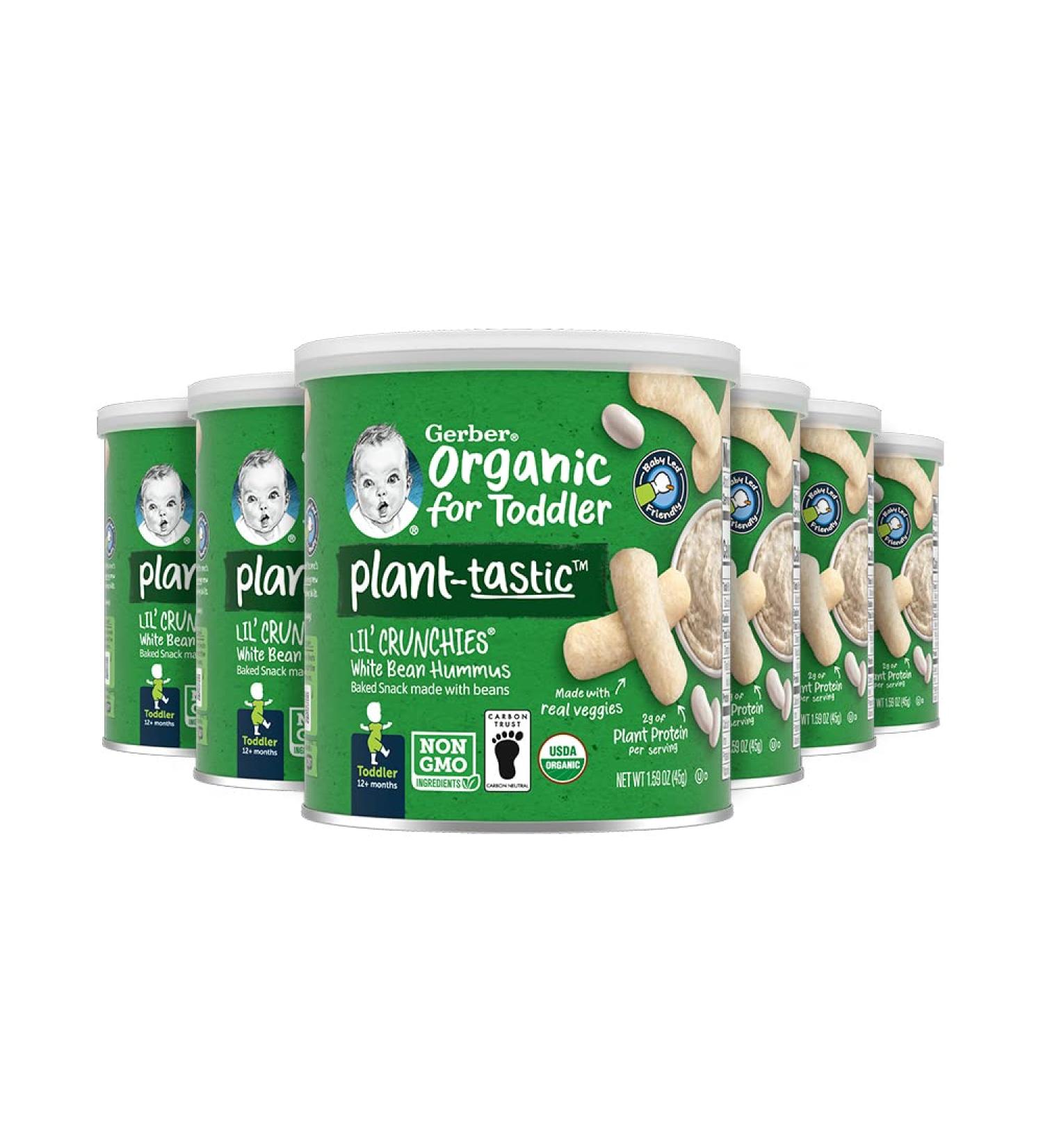 Gerber Organic Lil Crunchies Plant-tastic White Bean Hummus - 1.59oz (Pack of 6) - Buy Online on GoSupps.com
