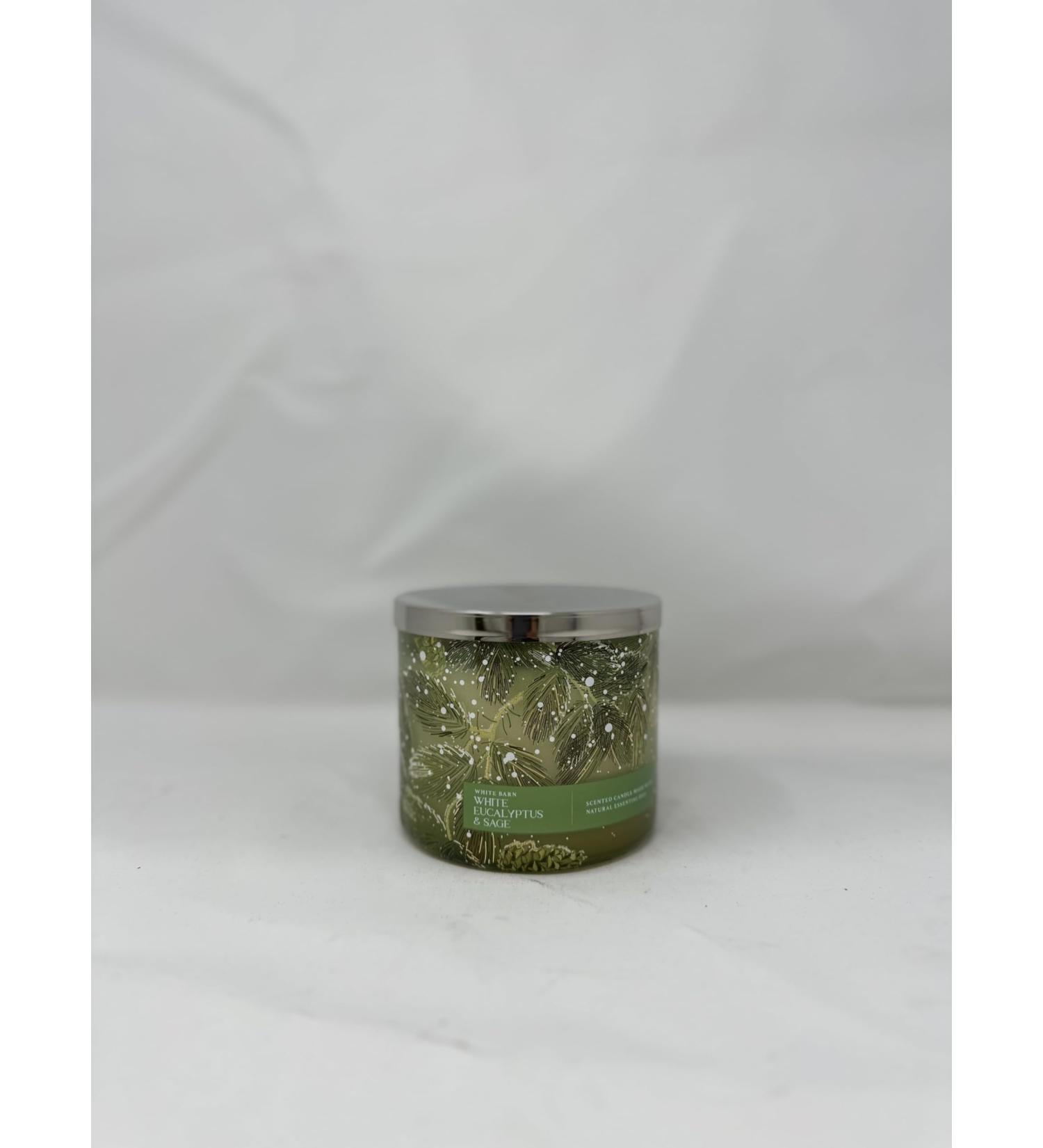 White Eucalyptus & Sage 3 Wick Candle 14.5 oz / 411 g Made with Natural Essential Oils