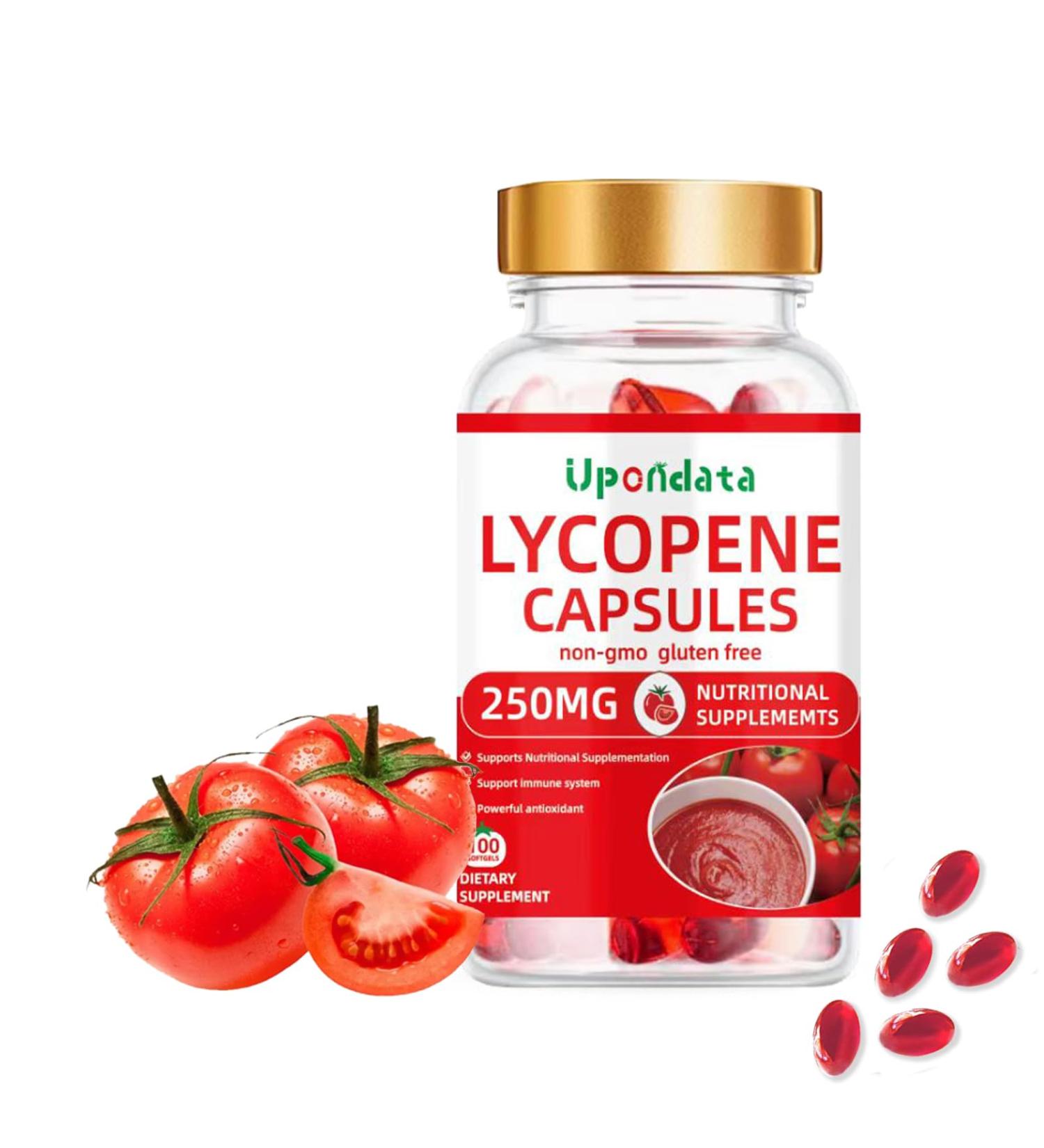 Lycopene Capsules 250mg - 100 Softgels Natural Tomato Extract Organic Complex Formula Supplement - Gluten-Free Non-GMO (One Capsule Weight 500mg Contain 250mg Lycopene Extract/Capsules) - Buy Online on GoSupps.com