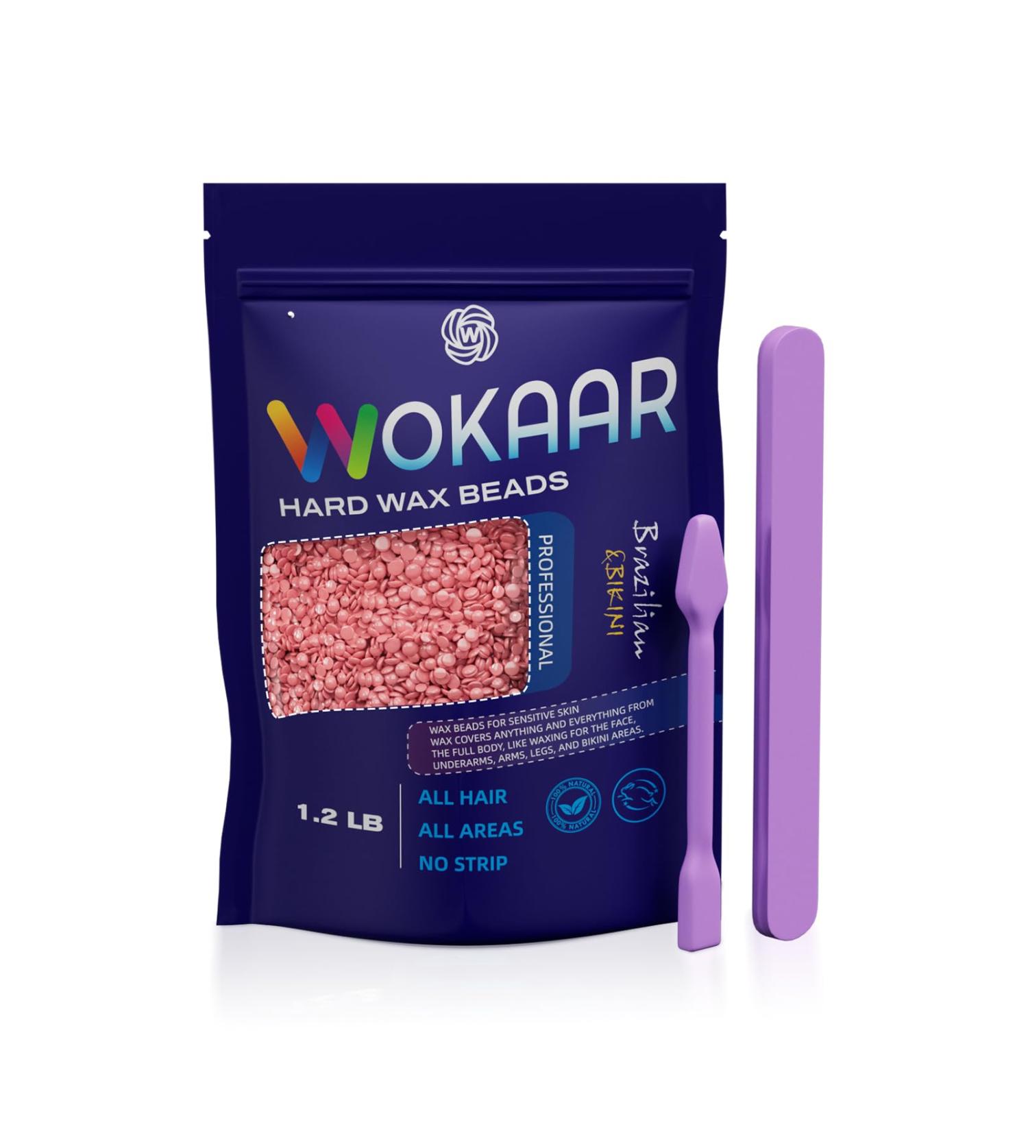 Shop Wikoar Hard Wax Pearls - 1.2LB Hypoallergenic Rose Wax Beans for Hair Removal | Ideal for Forearms Back Bikini Area & Brazilian Waxing - Buy Online on GoSupps.com