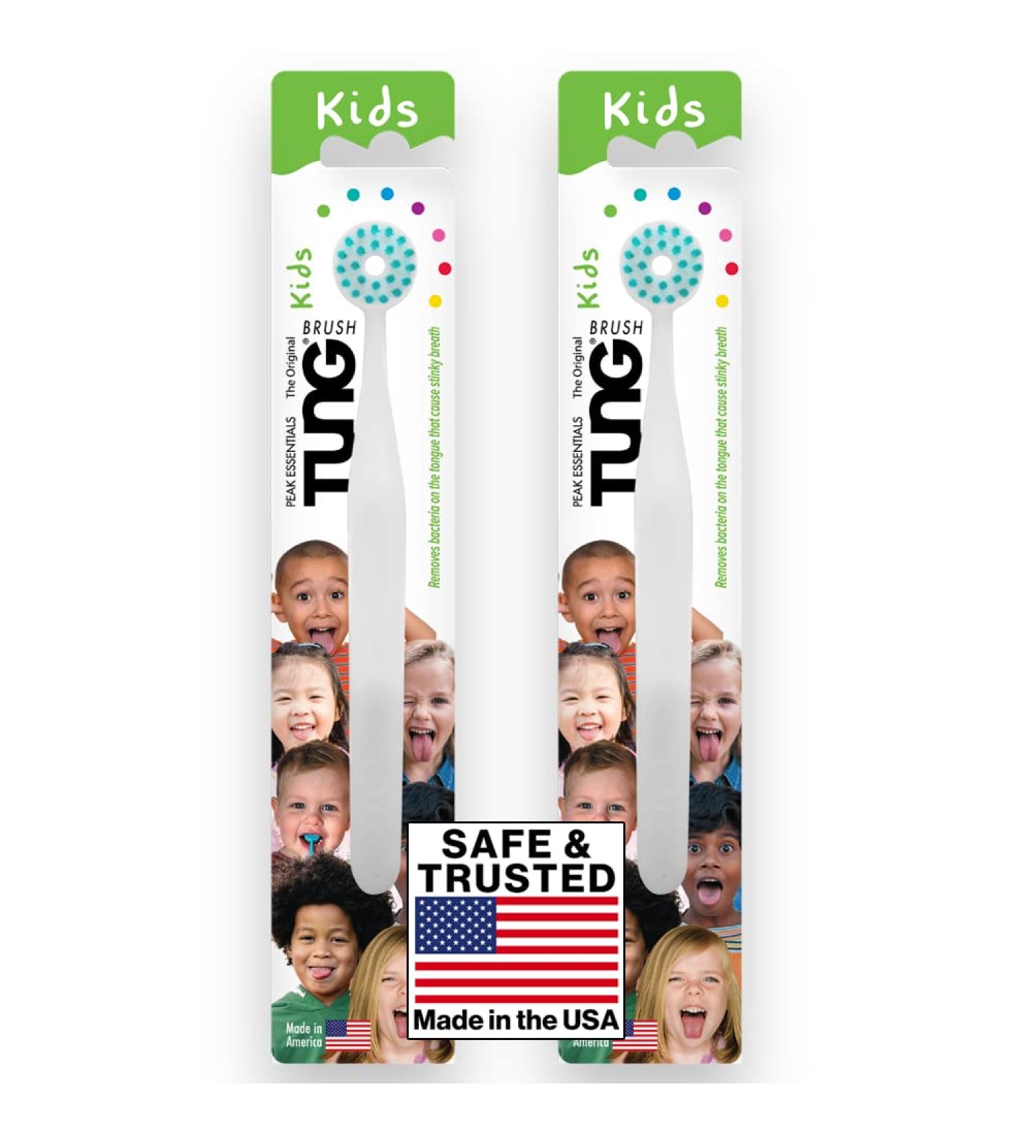 Peak Essentials Kids TUNG Brush | Children's Tongue Cleaner | Fight Bad Breath | Wild Strawberry | Set of 2 - Buy Online on GoSupps.com