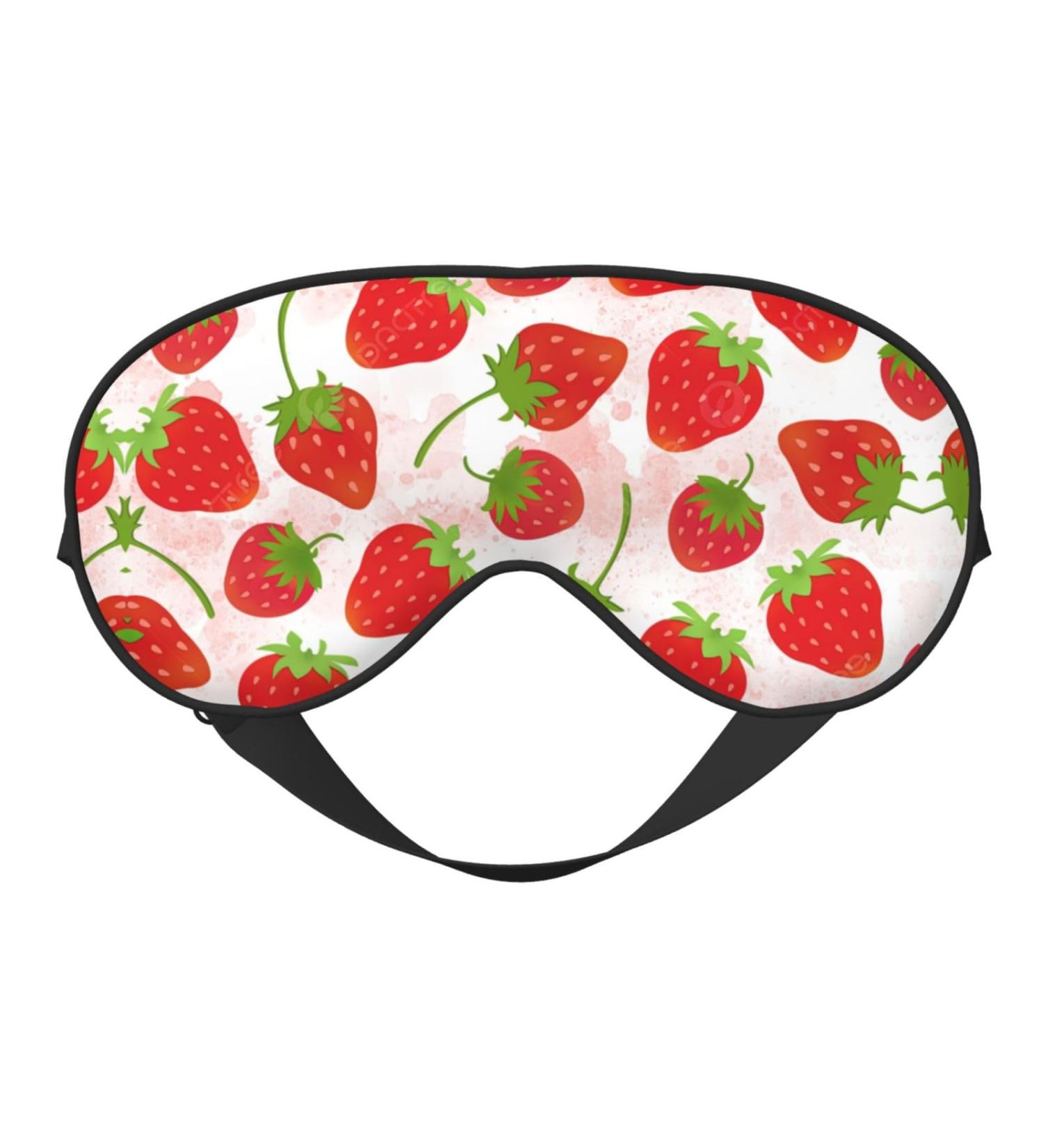 Strawberry Print Soft Adjustable Sleep Eye Mask - Blackout Silk Blindfold for Men & Women | Comfortable Light Pressure - Buy Online on GoSupps.com