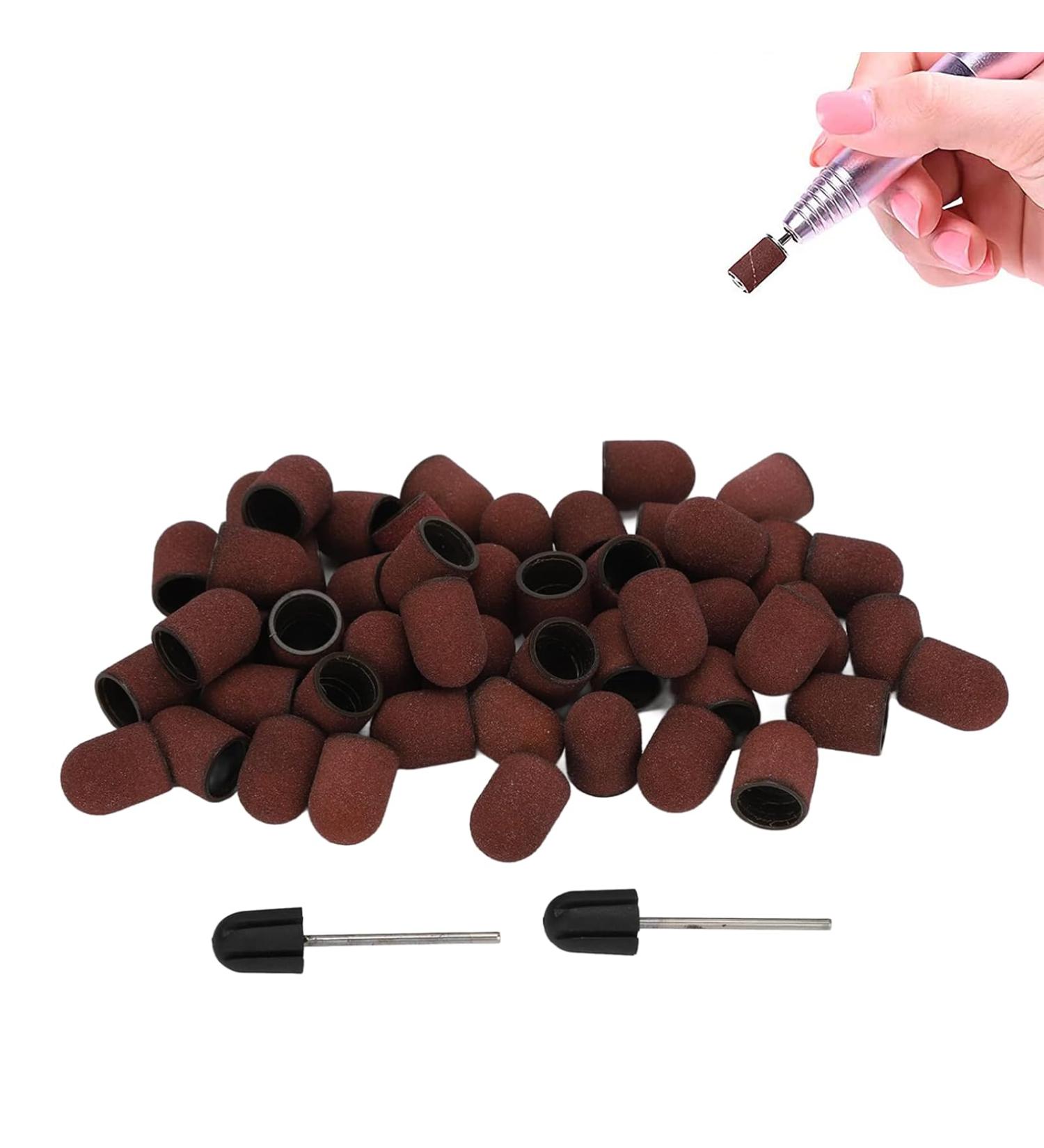 Nail Drill Bits Sanding Bands 120# Grit Nail Art Sanding Caps Manicure Polishing Grinding Bands Nail Drill Bits Set with Shaft Professional Nail Sanding Bands For Nail Drill - Buy Online on GoSupps.com