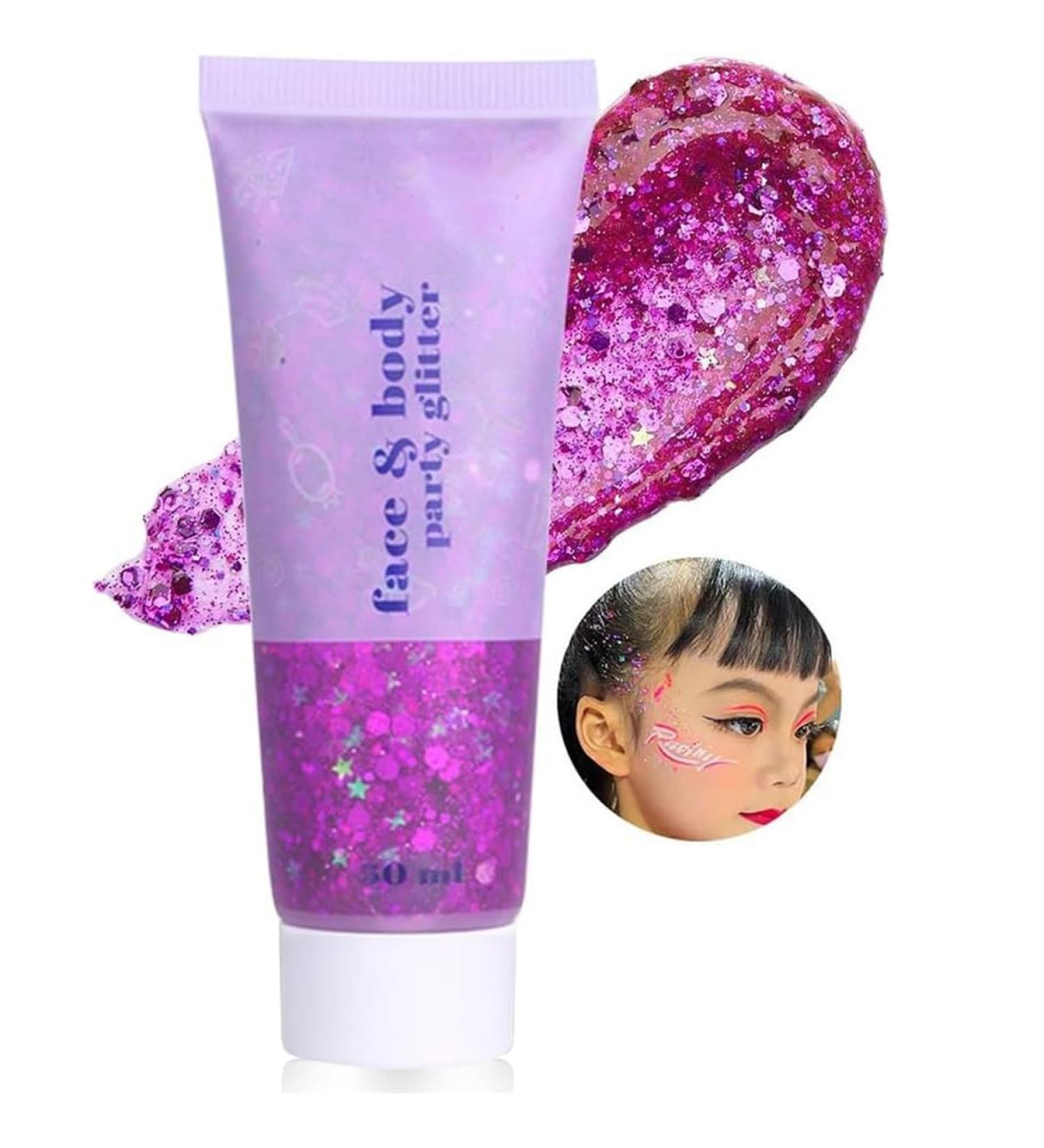  Beliky Girl Glitter gel for the body body glitter liquid glitter gel liquid mermaid glitter holographic glitter gel for face hair nails (fuchsia) - Buy Online on GoSupps.com