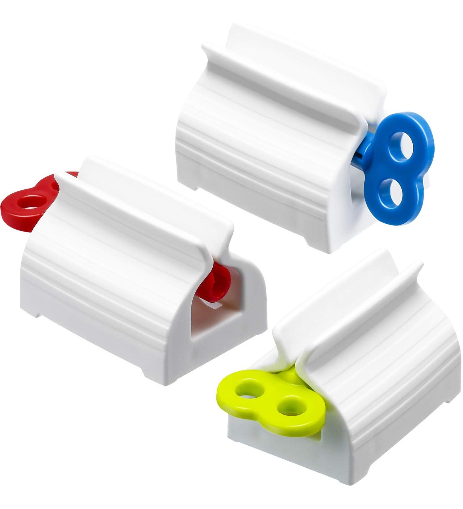 Quesuc 3 Pieces Rolling Tube Toothpaste Squeezer Toothpaste Seat Holder Stand Rotate Toothpaste Dispenser for Bathroom (Mix Color) - Buy Online on GoSupps.com