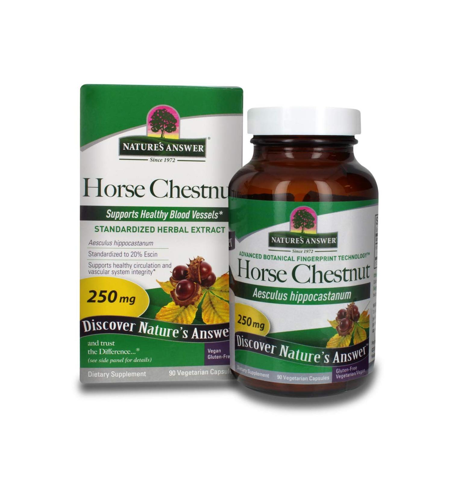 Nature's Answer Horse Chestnut 250 mg - 90 Vegetarian Capsules for Vein Health - Buy Online on GoSupps.com