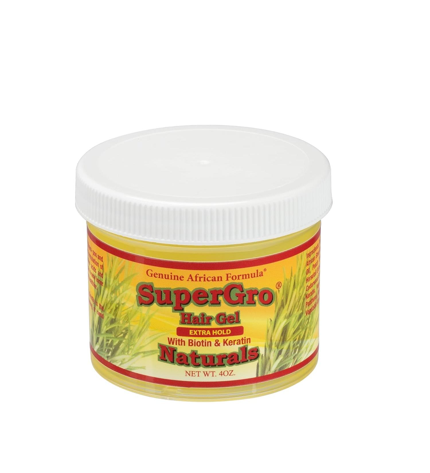 SuperGro Hair Gel Extra Hold for Braiding Locking & Styling - Natural Frizzy Hair Care Gel 4oz (Pack of 1) - International Shipping Available - Buy Online on GoSupps.com