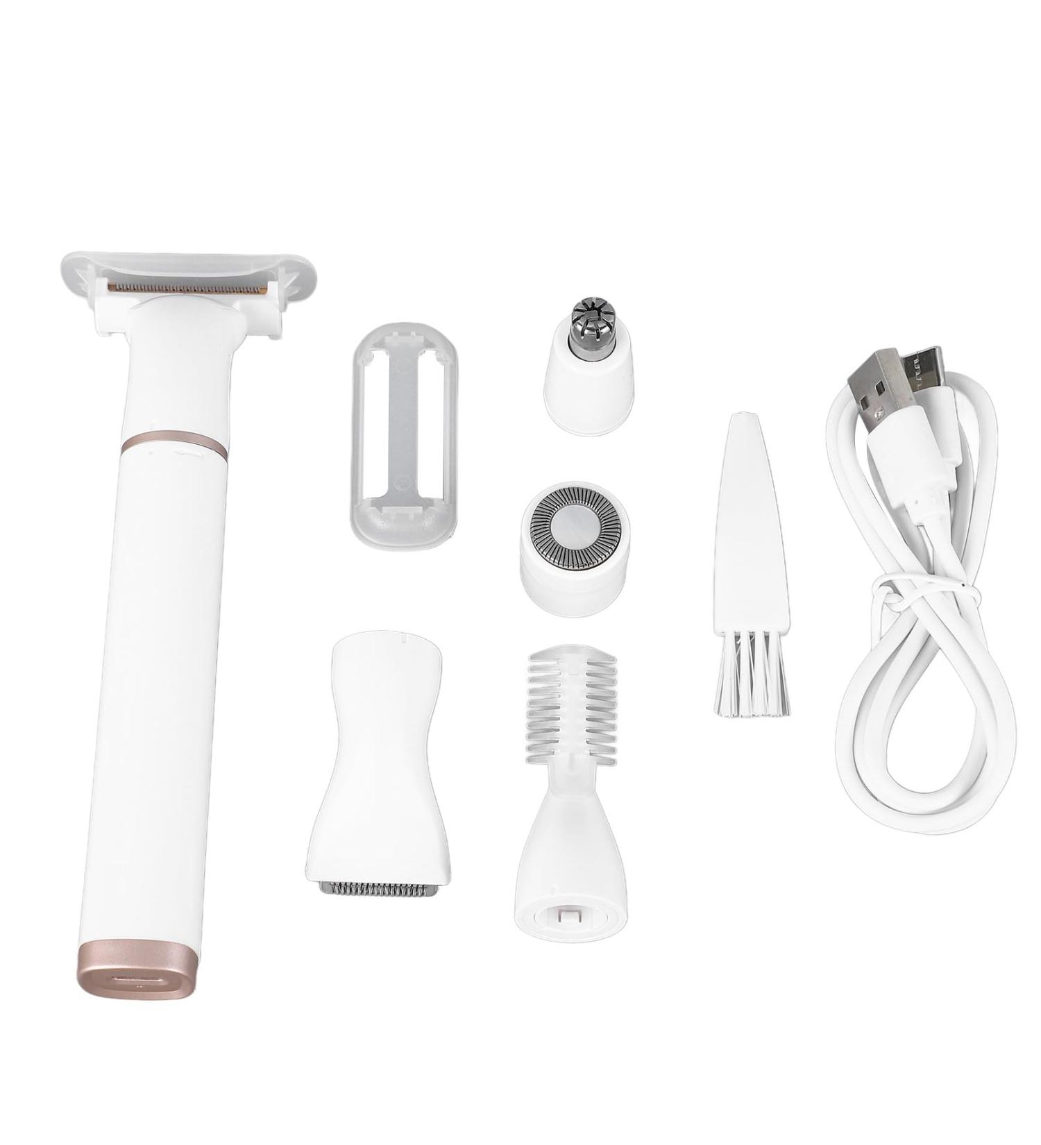 Dioche 5 in 1 Electric Hair Trimmer for Women - Rechargeable Low Noise Washable Clipper with 5 Heads for Eyebrows Nose and Face - International Shipping Available - Buy Online on GoSupps.com