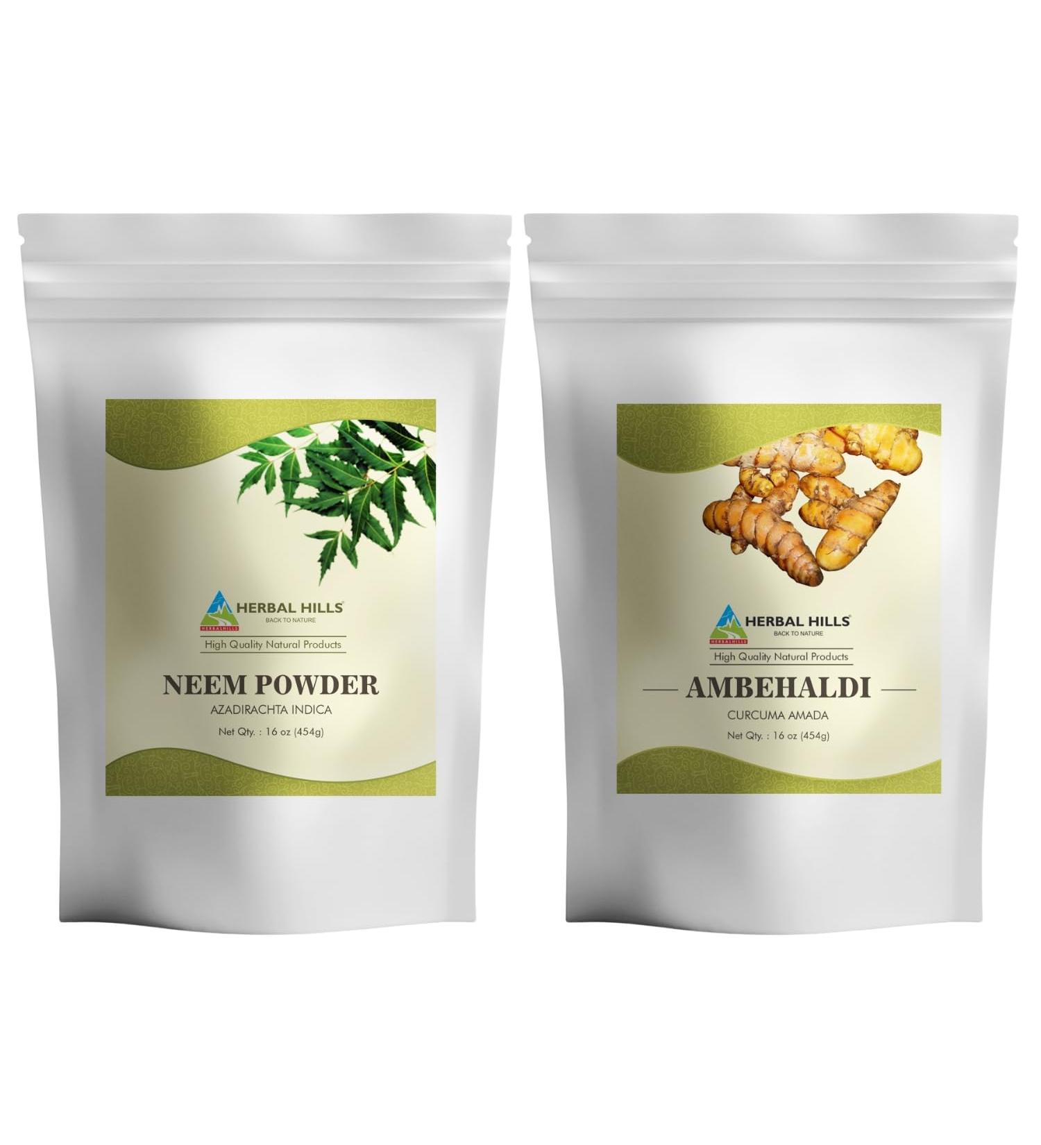 Neem Leaf Powder and Ambehaldi Turmeric Powder 16 Oz Pack of 2 Combo - Buy Online on GoSupps.com