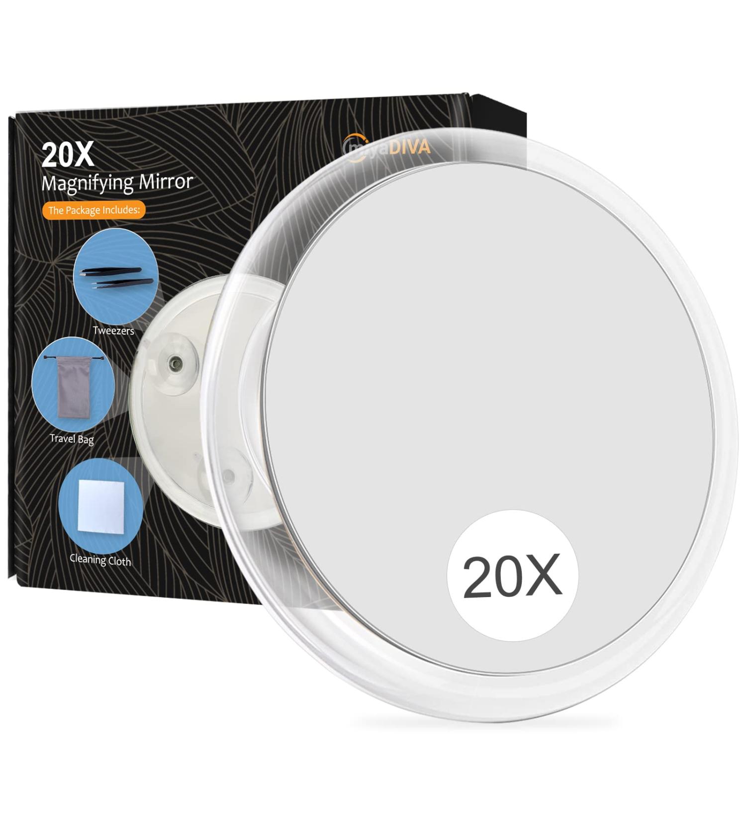 6 Inch 20X Magnifying Mirror with Suction Cups - Portable Vanity Travel Mirror for Home/Hotel - Clear Transparent - Perfect Gift for Women - Buy Online on GoSupps.com