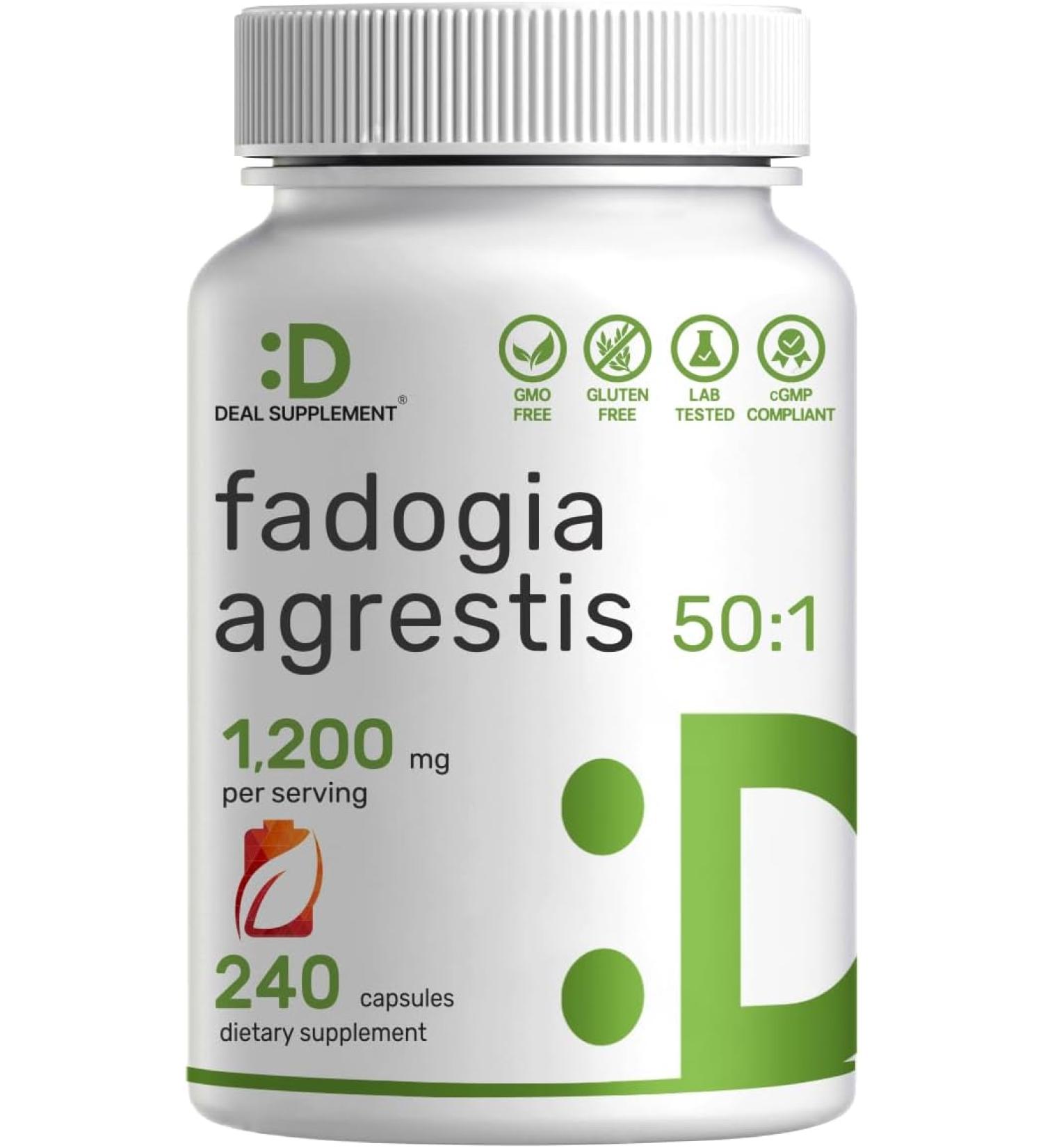 Fadogia Agrestis Extract 1200mg Per Serving, 240 Capsules - Third Party Tested - Ultra Strength 50:1 Extract from Root, Plant Based, Highly Purified and Bioavailable, Gluten Free, Non-GMO - Buy Online on GoSupps.com