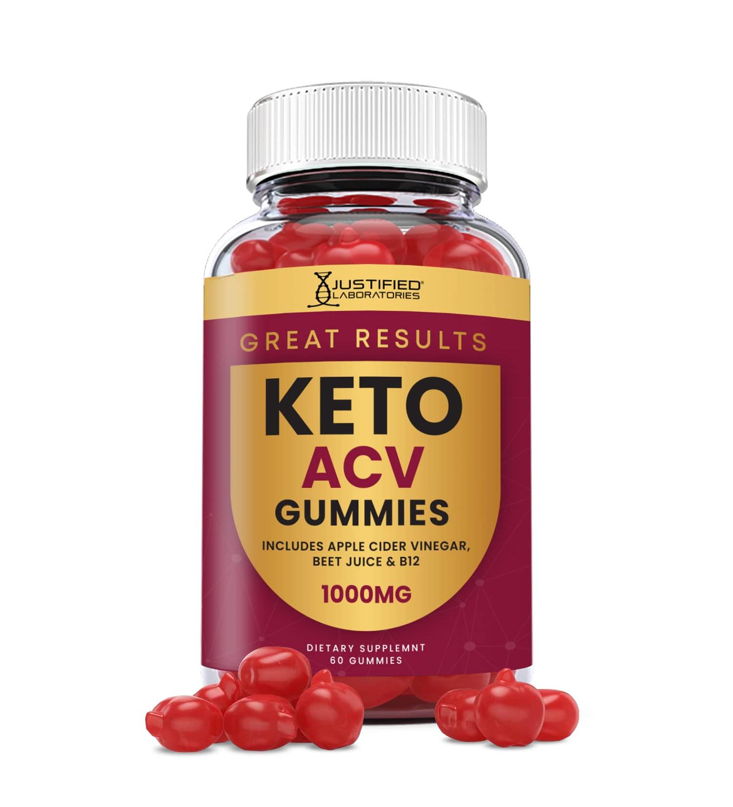 Justified Laboratories Keto ACV Gummies 1000MG with Pomegranate Juice, Beet Root, B12 - 60 Count - Buy Online on GoSupps.com