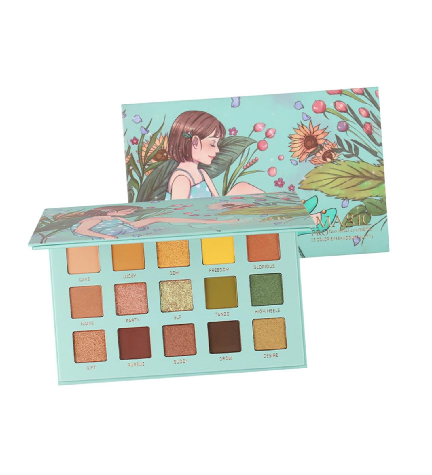 CANIGHT 1pc 15 Cosmetic Pallet Compact Glitter Eye Eye Shadow Green - Buy Online on GoSupps.com