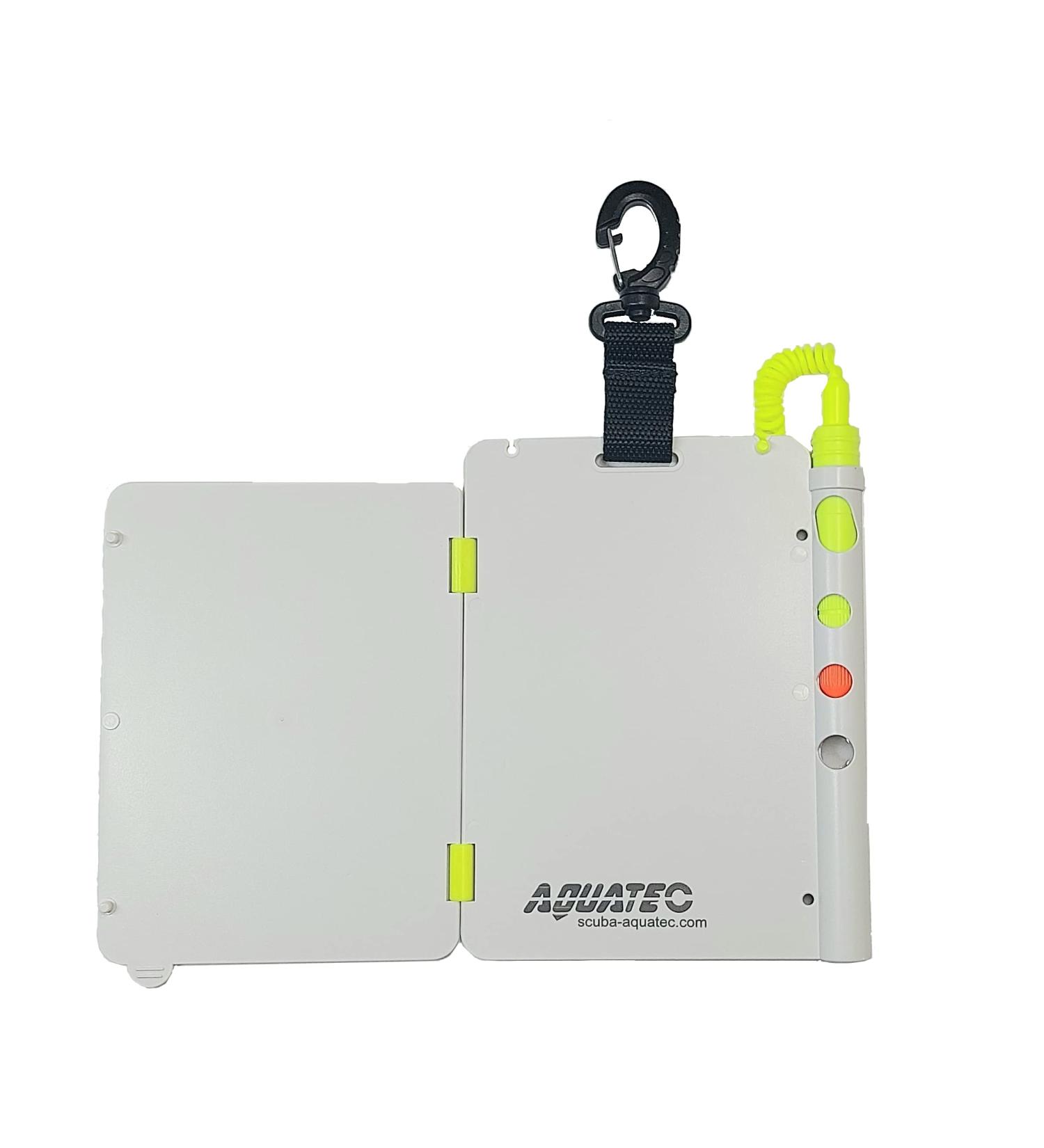 AQUATEC Dive Writing Slate WS-200 | Multi Page Underwater Writing Slate with Corrosion Resistant Locking Clip | Includes Super Pencil - Buy Online on GoSupps.com