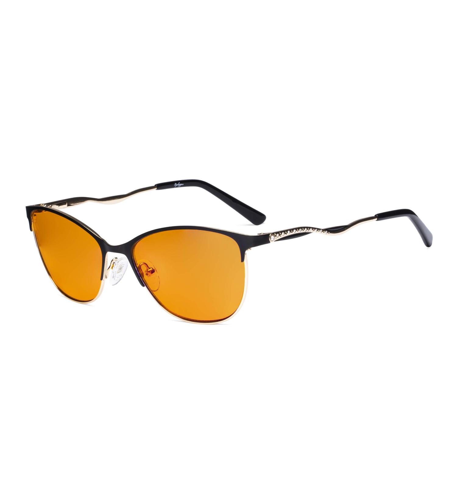 Eyekepper Ladies Blue Light Blocking Glasses - Orange Tinted Semi Rimless Cat Eye Eyewear for Sleep - UV420 Protection - Stylish and Comfortable Black Design - Buy Online on GoSupps.com
