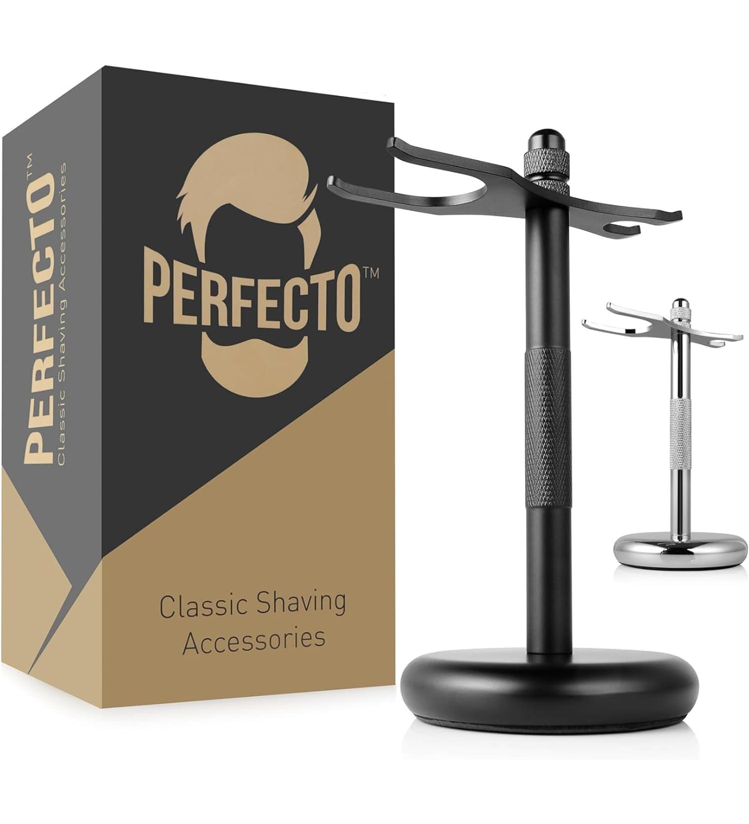 Perfecto Deluxe Black Razor & Brush Stand - The Best Safety Razor Shaving Stand. Prolong The Life Of Your Shaving Brush - Buy Online on GoSupps.com
