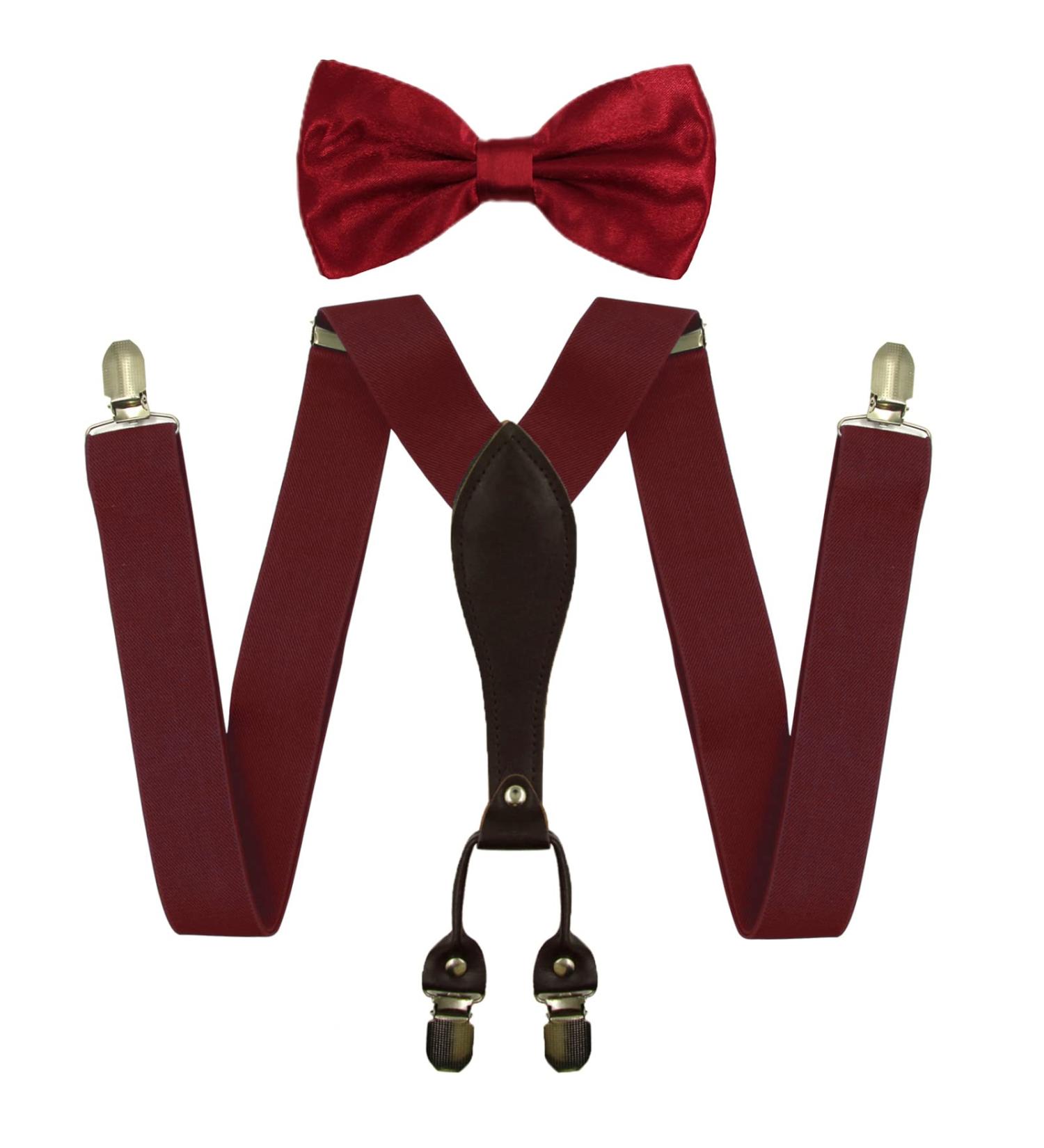 Shop Hanerdun Y-shaped Adjustable Braces for Men - Dark Red 3.5cm Wide Strong 4 Metal Clips Fits Up to 2m - Perfect for Adults & Kids - Buy Online on GoSupps.com