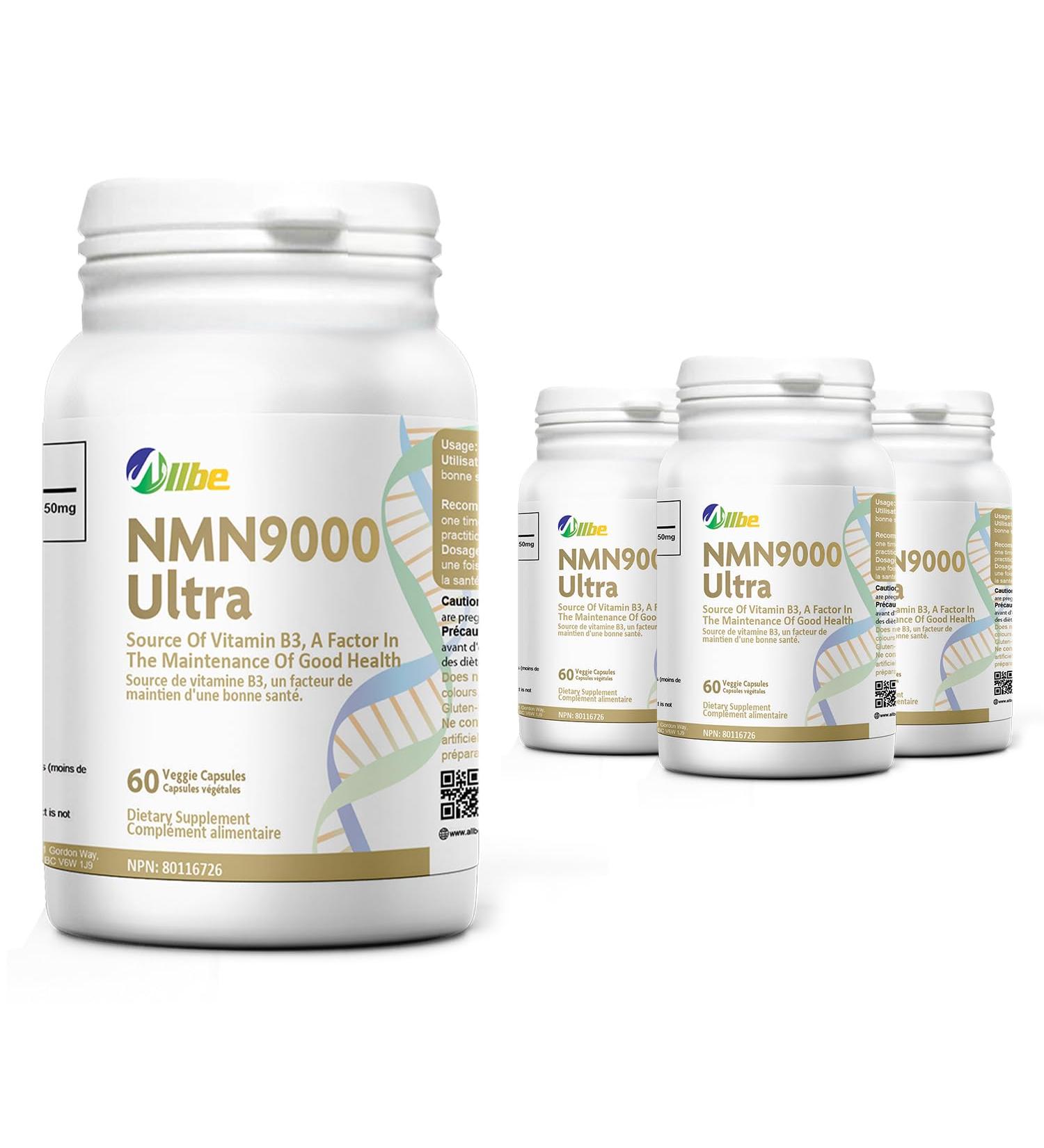 ALLBE NMN 9000 Ultra Capsules 4 Packs of 60 Nicotinamide Mononucleotide 150 mg Servings NAD+ Booster Supplement for Cellular Energy Metabolism Immunity and Healthy Aging (1 Pack x 60 Capsules) 60 count (Pack of 4) - Buy Online on GoSupps.com