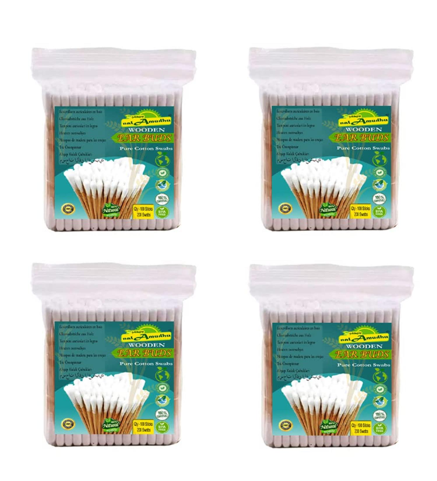 400 Count Biodegradable Wooden Cotton Swabs | Organic Double Tipped Ear Buds for Ear Wax Removal Crafts & Cleaning - Buy Online on GoSupps.com