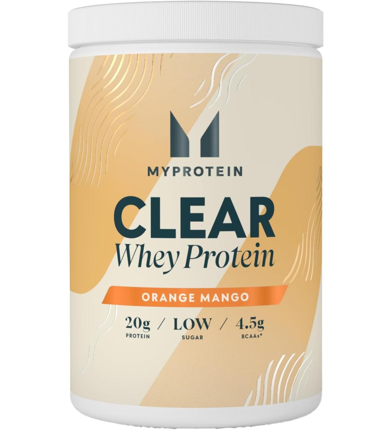 Orange Mango Clear Whey Isolate Protein Powder - 500g (20 Servings) | Myprotein - Cool & Refreshing Whey Protein Shake with 20g Protein & 4g BCAA per Serving - Buy Online on GoSupps.com