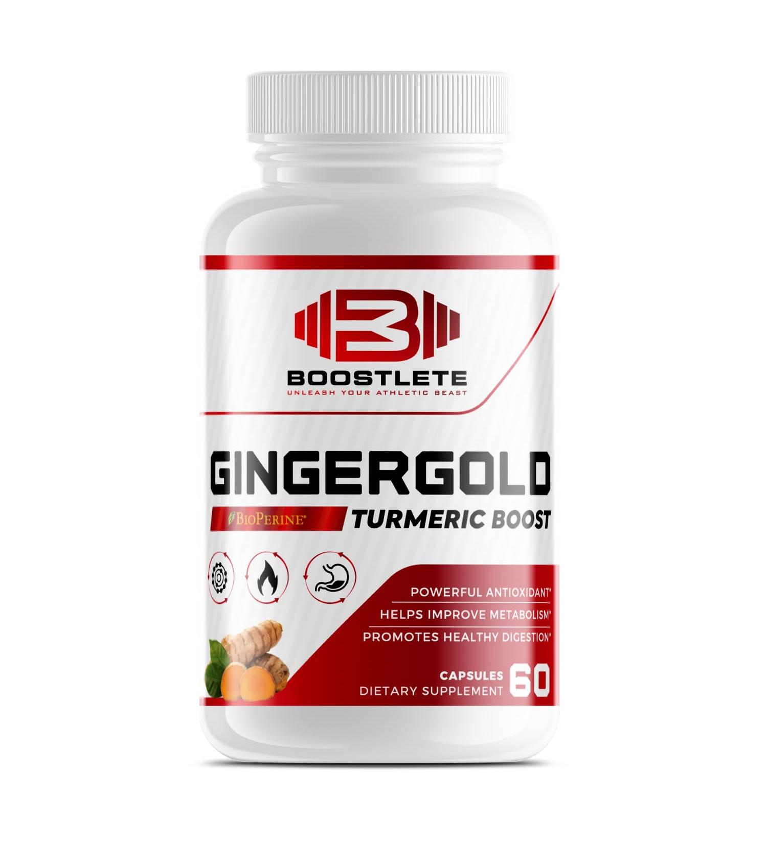GingerGold Turmeric Boost with BioPerine Organic Turmeric & Ginger Supplement for Joint Support Healthy Digestion & Overall Wellness 60 Capsules - Buy Online on GoSupps.com