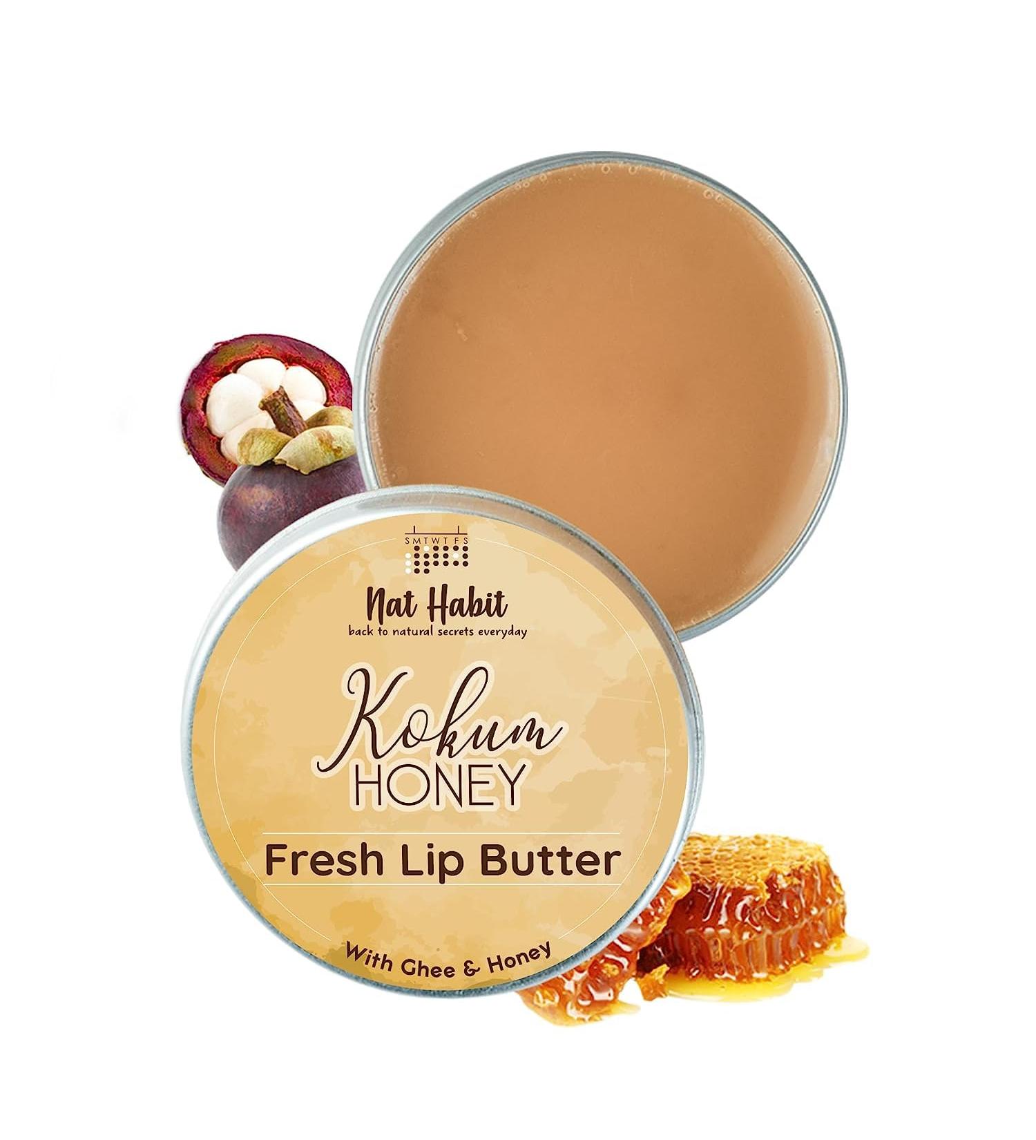 Kokum Honey Lip Butter with Ghee | Lip Lightening & Hydration | 10g - Dry & Chapped Lips Relief - Buy Online on GoSupps.com