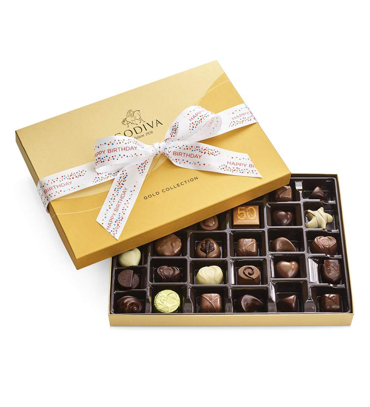 Godiva Assorted Chocolate Truffles Gold Gift Box with Happy Birthday Ribbon - 14.6 Oz - Buy Online on GoSupps.com