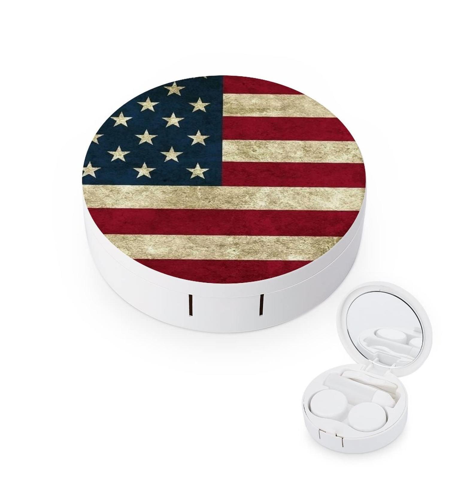 Shop Bagea-Ka American Flag Bald Eagle Contact Lens Case - Eye Care Kit with Mirror Tweezers & Solution Bottle for Travel & Home - Buy Online on GoSupps.com
