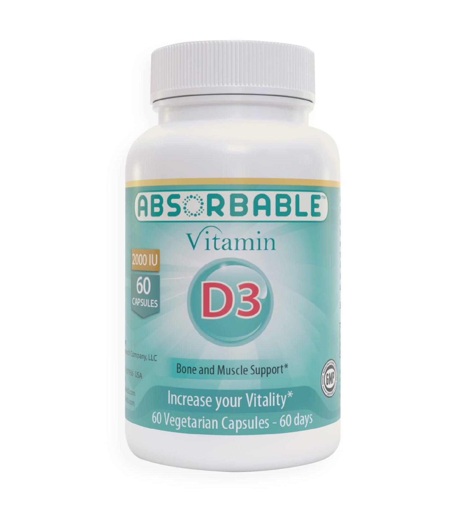 Absorbable Vitamin D3 2000 IU by Nutritional Research Co. LLC | Bone, Muscle & Immune Support | Mood Booster - Buy Online on GoSupps.com