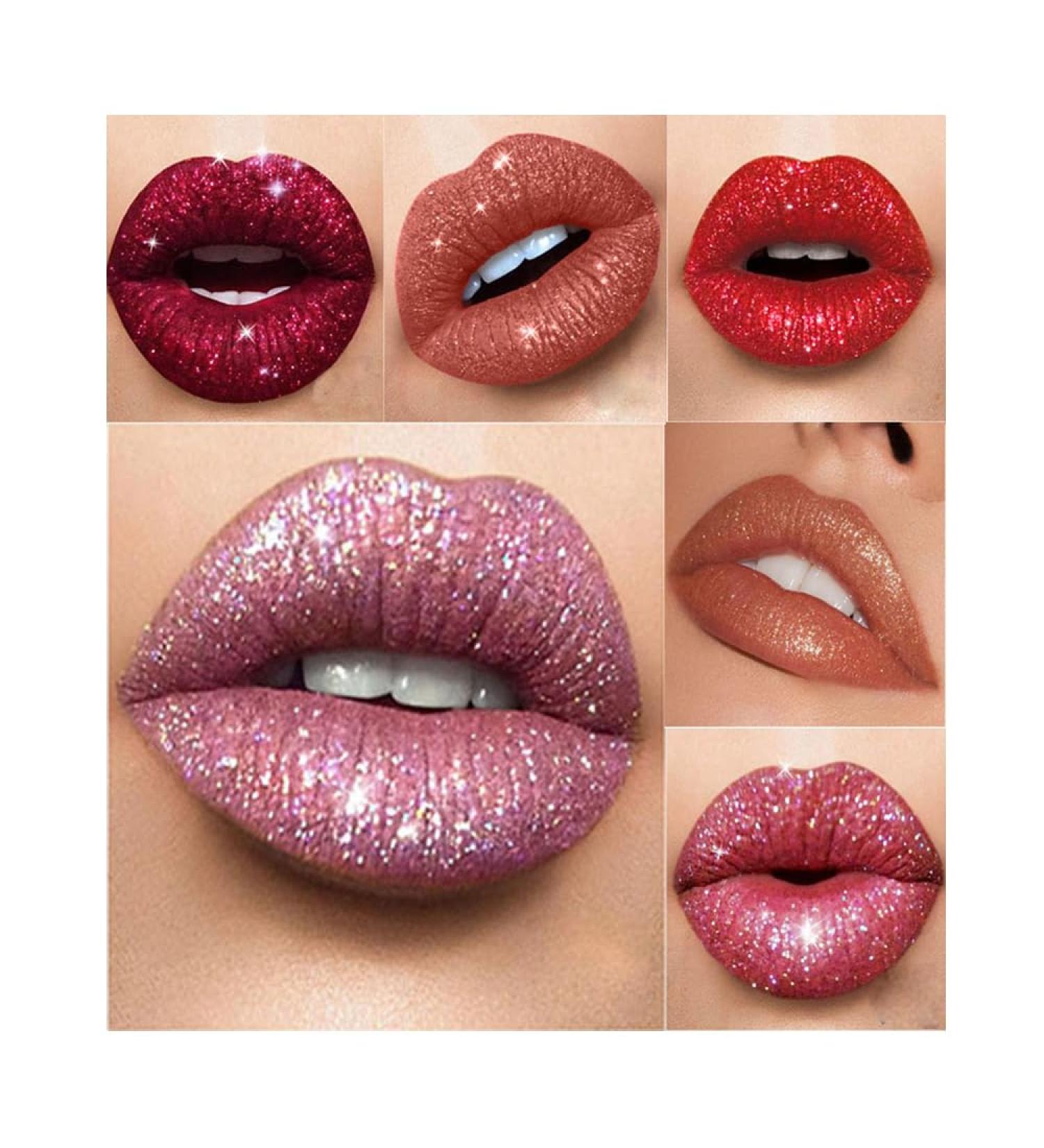 Diamond Glitter Matte Lipstick Set 3 Long Lasting Waterproof Liquid Lipsticks for Women | Best Gift Set for Shining Lips - Buy Online on GoSupps.com