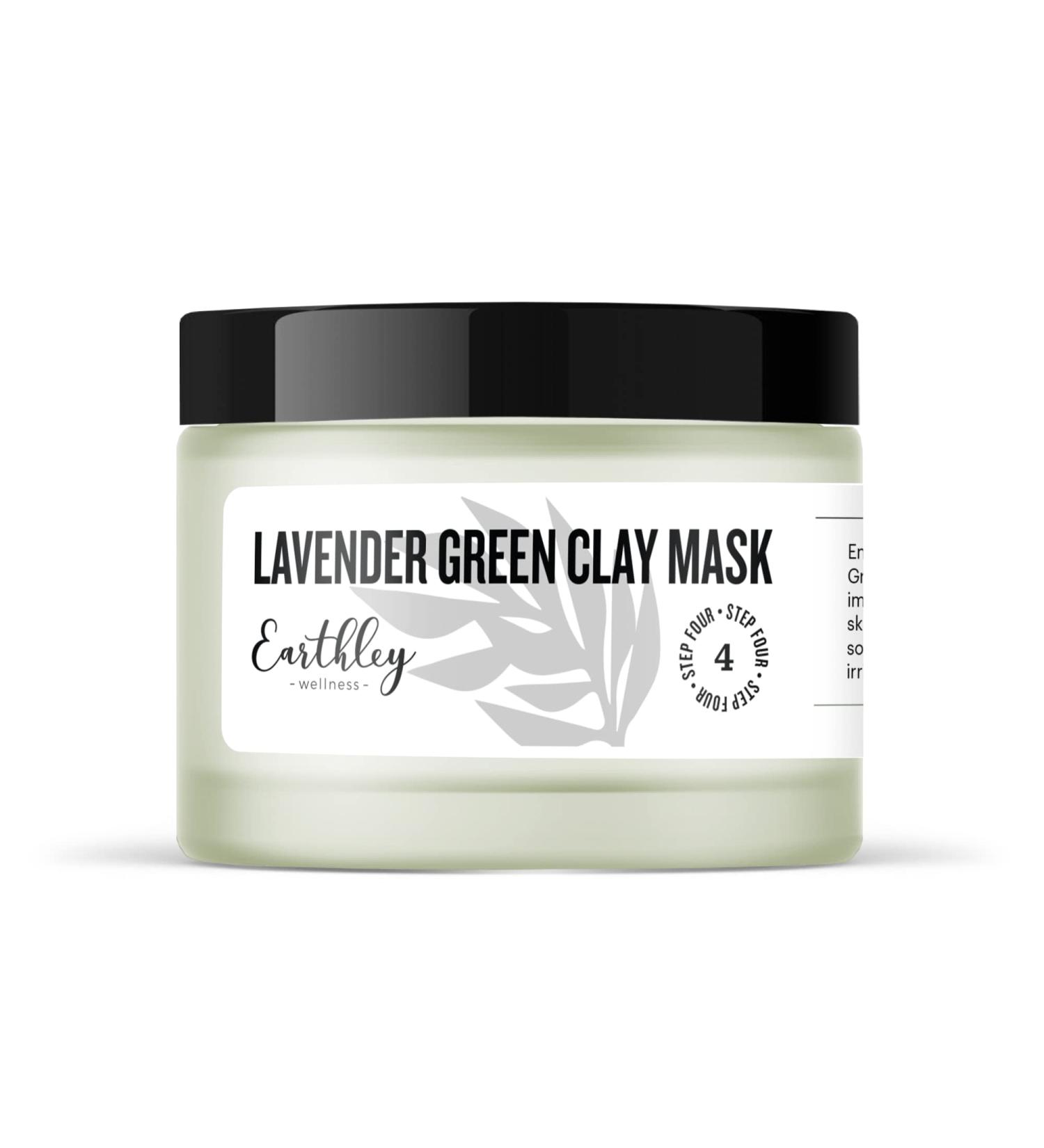 Earthley Wellness Lavender Green Clay Face Mask | Healthier Skin Reduces Oils Soothes & Unclogs Pores - 2oz - Buy Online on GoSupps.com