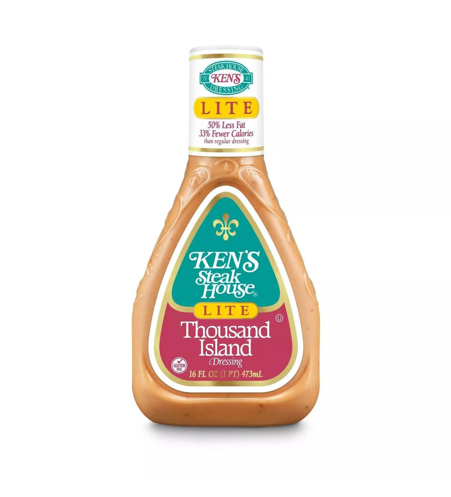 Ken's Steak House Lite Thousand Island Dressing 16oz - Low-Calorie Dressing for Salads and Sandwiches - Buy Online on GoSupps.com