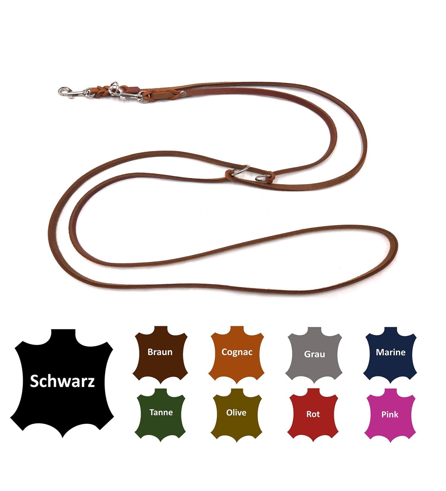 Premium Double Linen Dog Leash for Small & Large Dogs - Adjustable 3.50m x 8mm in Cognac - International Shipping Available - Buy Online on GoSupps.com
