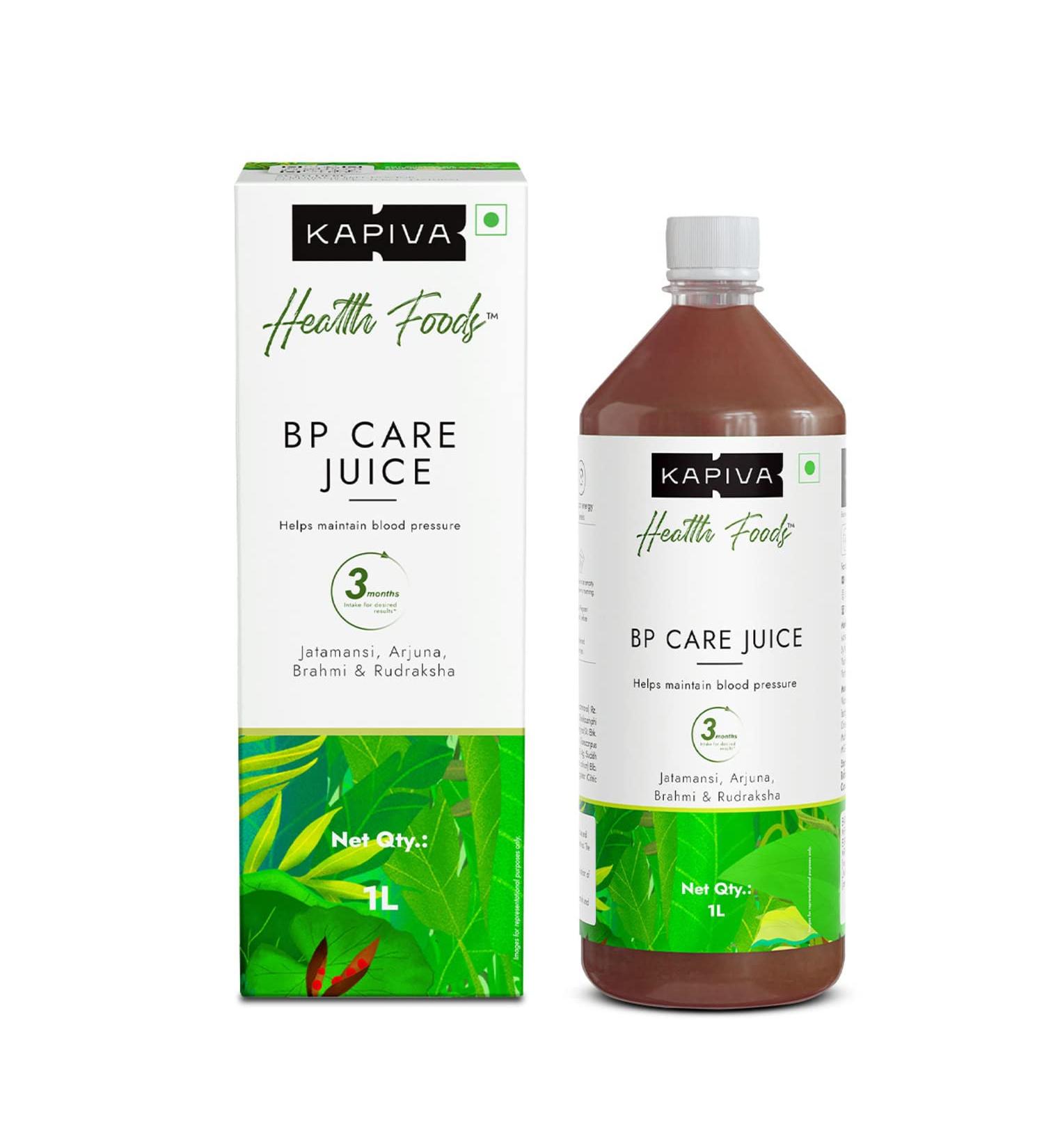 Kapiva BP Care Juice - 100% Ayurvedic Juice for Controlling Blood Pressure & Cholesterol Level | Arjuna Shankhpushpi & 8 Other Herbs 1 Litre - Buy Online on GoSupps.com