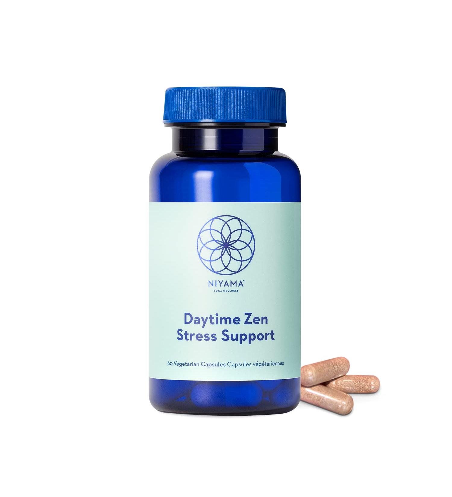Natural Stress Relief Supplement Niyama Daytime Zen | Reduces Brain Fog|With Ashwagandha Rhodiola L-theanine & Bacopa | Daytime Anxiety Relief & Stress Aid (60 Servings) - Buy Online on GoSupps.com